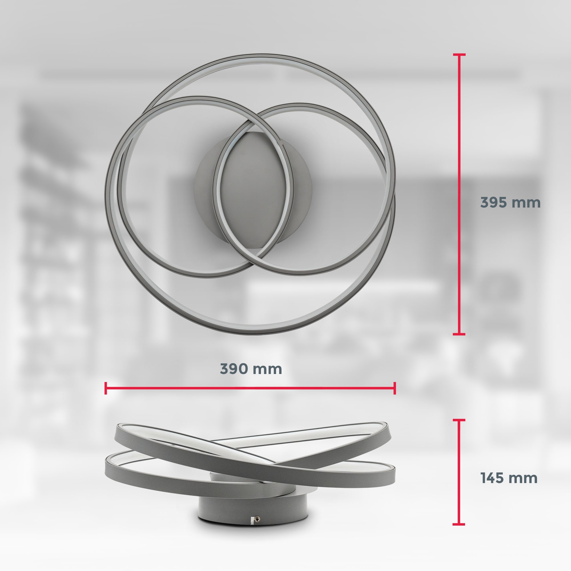 B.K.Licht LED Deckenleuchte »LED Frame-Deckenlampe, Ringleuchte, Silber, 3.000K«, 1 flammig, Leuchtmittel LED-Modul | LED fest integriert, 4.600lm, 35W, mit warmweißen Licht, IP20, B: 39,5cm