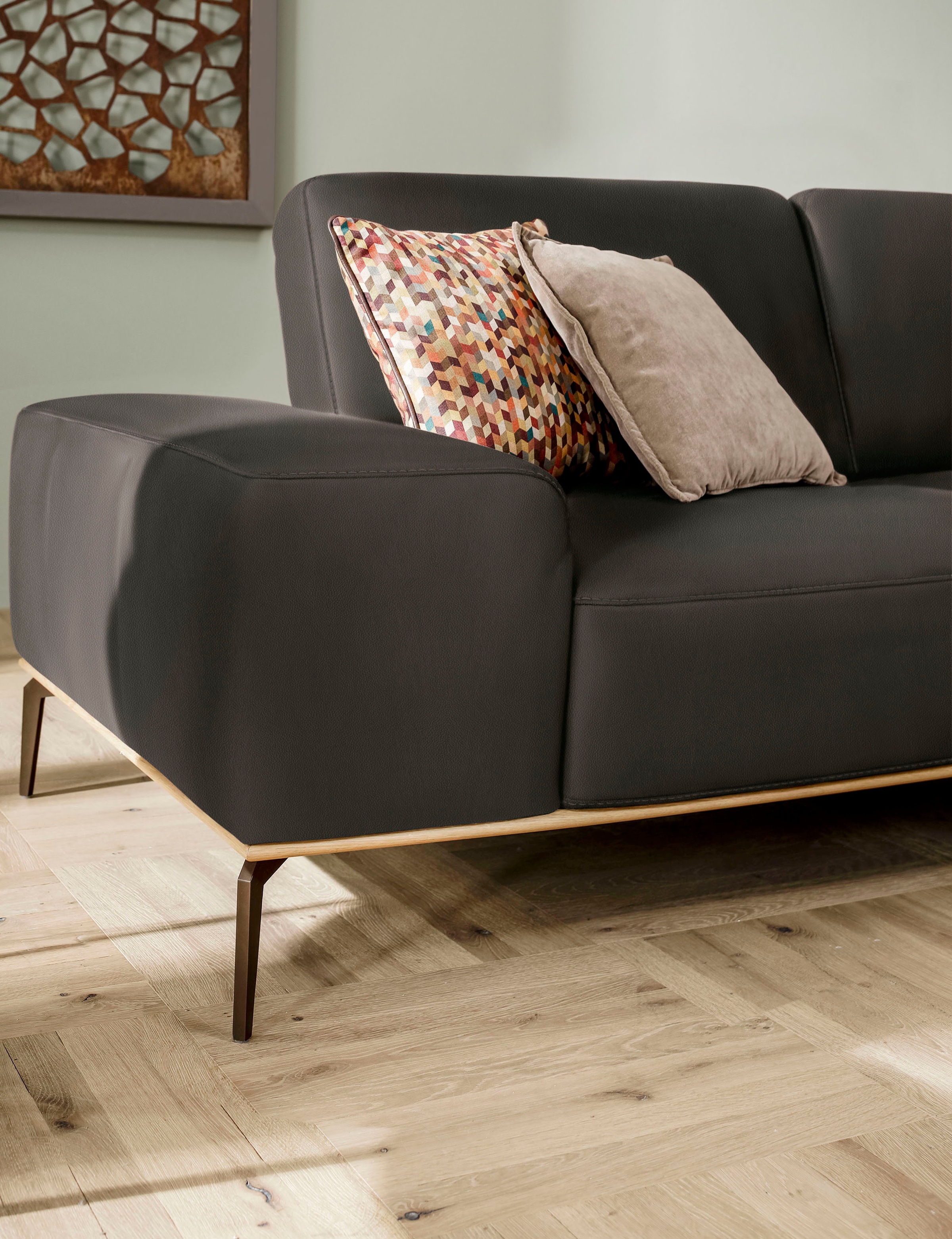 W.SCHILLIG Ecksofa »run, Designsofa mit tollem Sitzkomfort, bequem, L-Form«, mit Holzsockel, Füße in Bronze pulverbeschichtet, Breite 319 cm