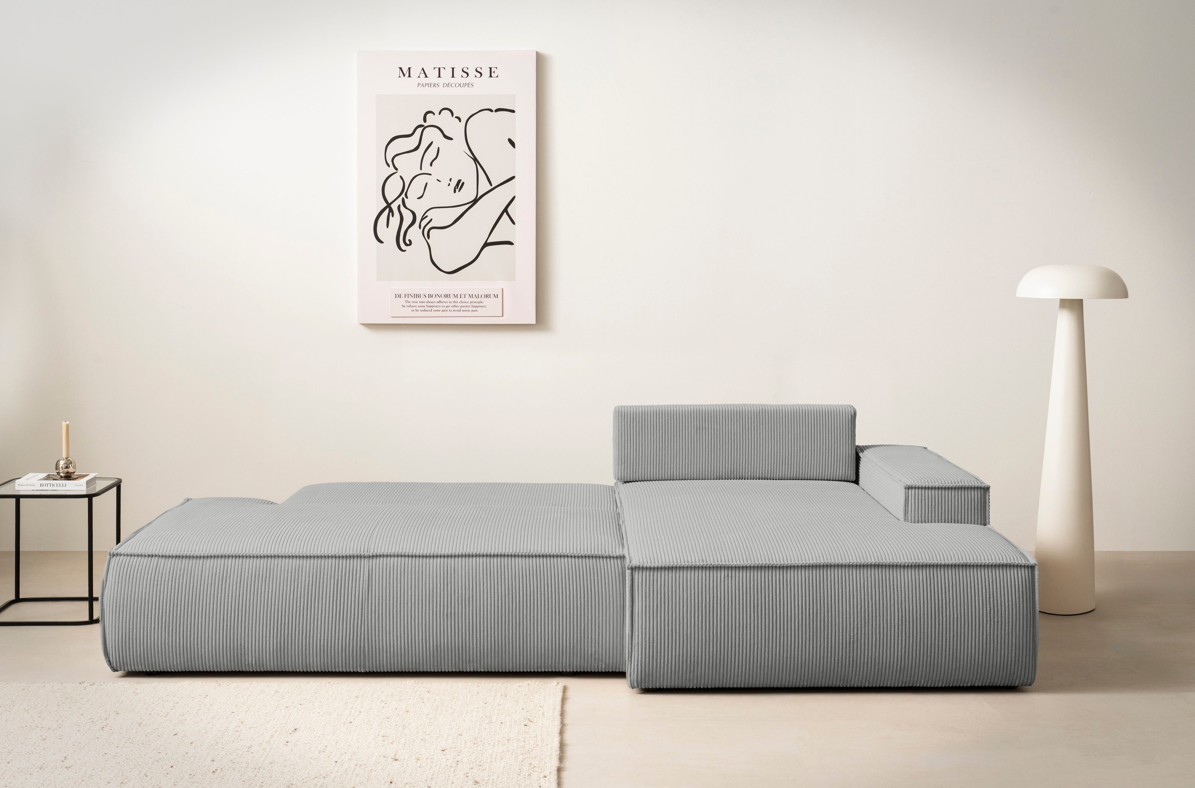 Home affaire Ecksofa »SHERWOOD, Schlafsofa in L-Form offen (275cm), Cord, Leinenoptik«, Schlaffunktion und Bettkasten, Kedernaht, hoher Sitz- & Liegekomfort