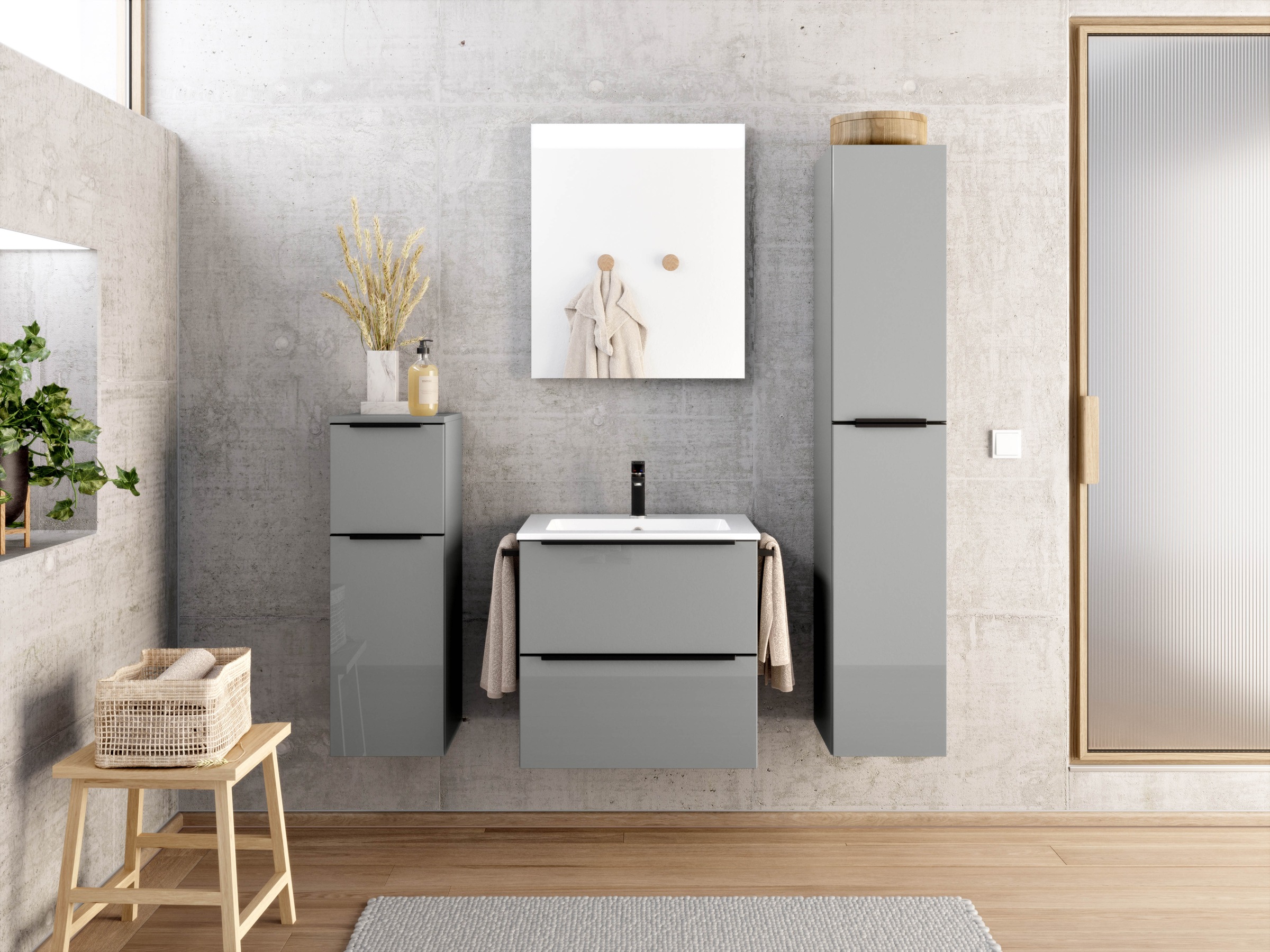 nobilia® Badmöbel-Set »Levere« vormontiert, mit Soft-Close, 4 Stk. tlg. günstig online kaufen