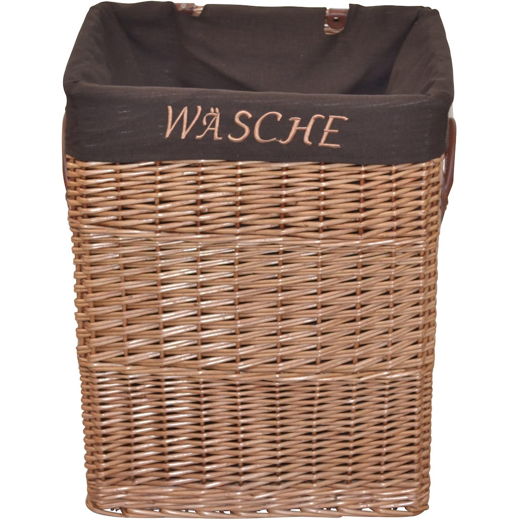 HOFMANN LIVING AND MORE Wäschekorb, aus Weide, handgefertigt mit herausnehmbarem Stoffeinsatz, 47x35x61cm