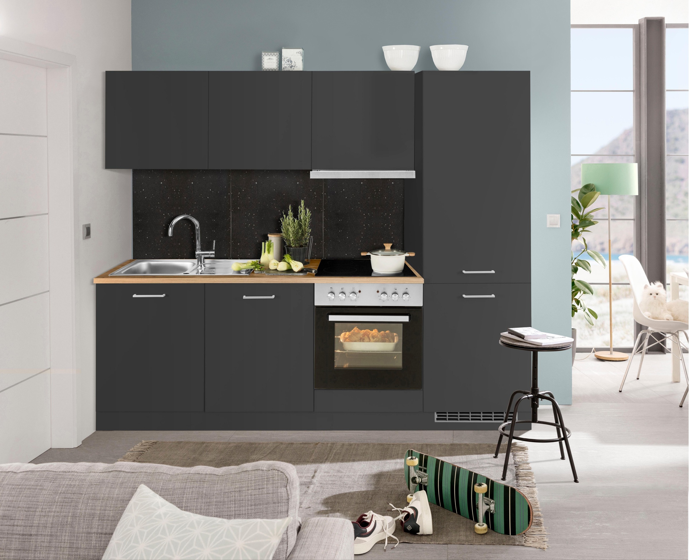 KOCHSTATION Küchenzeile »KS-Kehl« mit E-Geräten, Breite 240 cm, inkl. Kühl/ günstig online kaufen