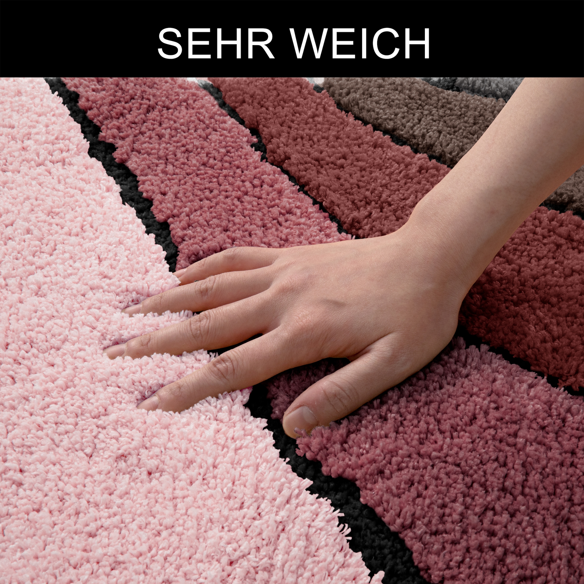 my home Badematte »Josie, Badvorleger, Badezimmer Teppich« Höhe 20 mm rutschhemmend beschichtet fußbodenheizungsgeeignet | schnell trocknend | strapazierfähig Badteppich, Badematten, rechteckig, rund & als 3-tlg. Set erhältlich