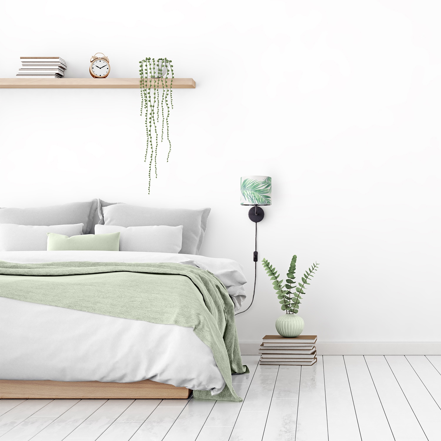 Paco Home Wandleuchte »Ostende 537«, 1 flammig, Leuchtmittel E14 | ohne Leuchtmittel, Kinder Zimmer Wohnzimmer Modern Büro Lampe Lampenschirm Palme