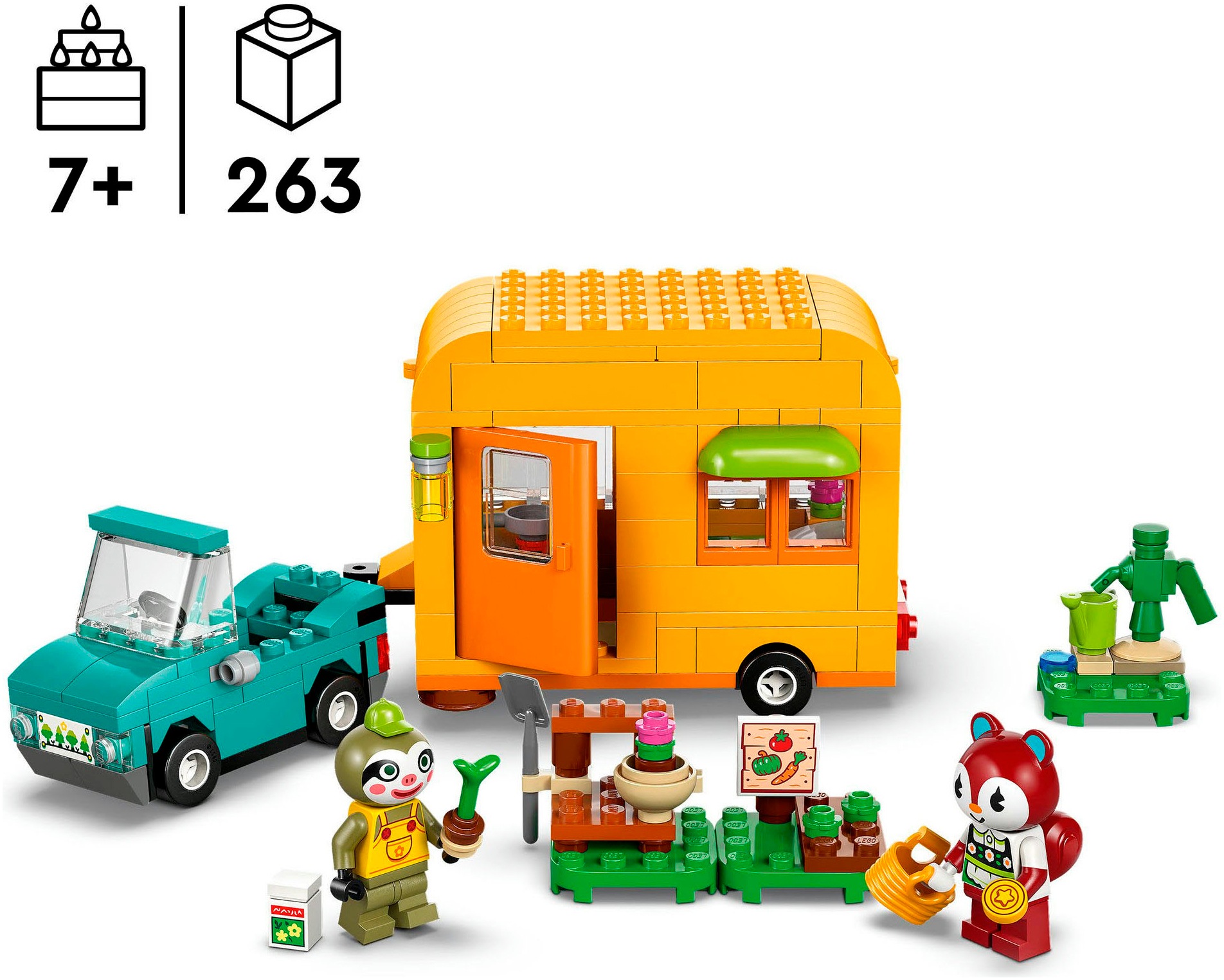 LEGO® Konstruktionsspielsteine »Gerds Wohnwagen & Gärtnerei (77054), LEGO Animal Crossing«, (263 St.), Made in Europe