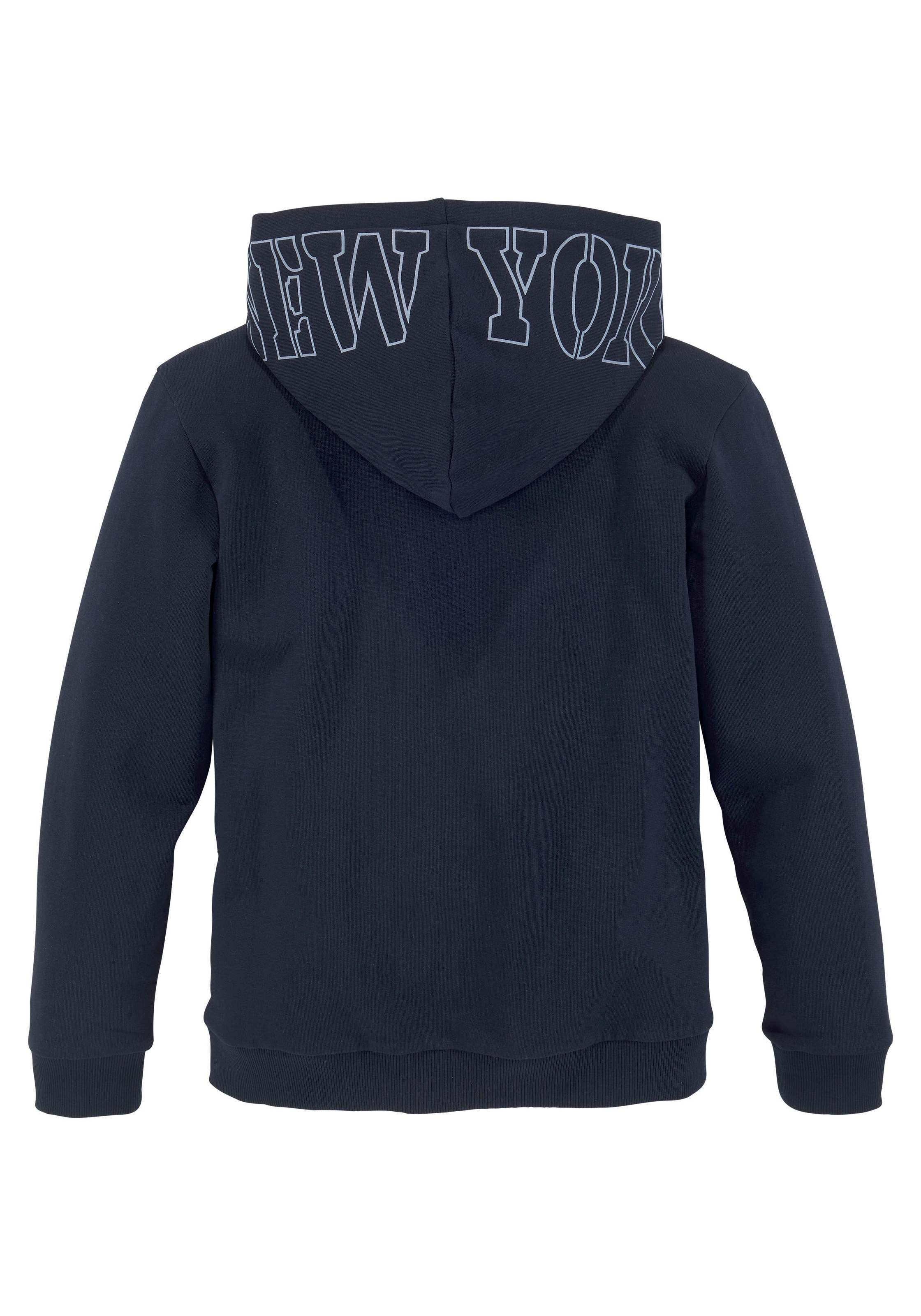 KIDSWORLD Kapuzensweatshirt », Hoodie mit Print auf der Kapuze« Langarm,  weite Passform,  stylischer Druck,  Basic-Stil