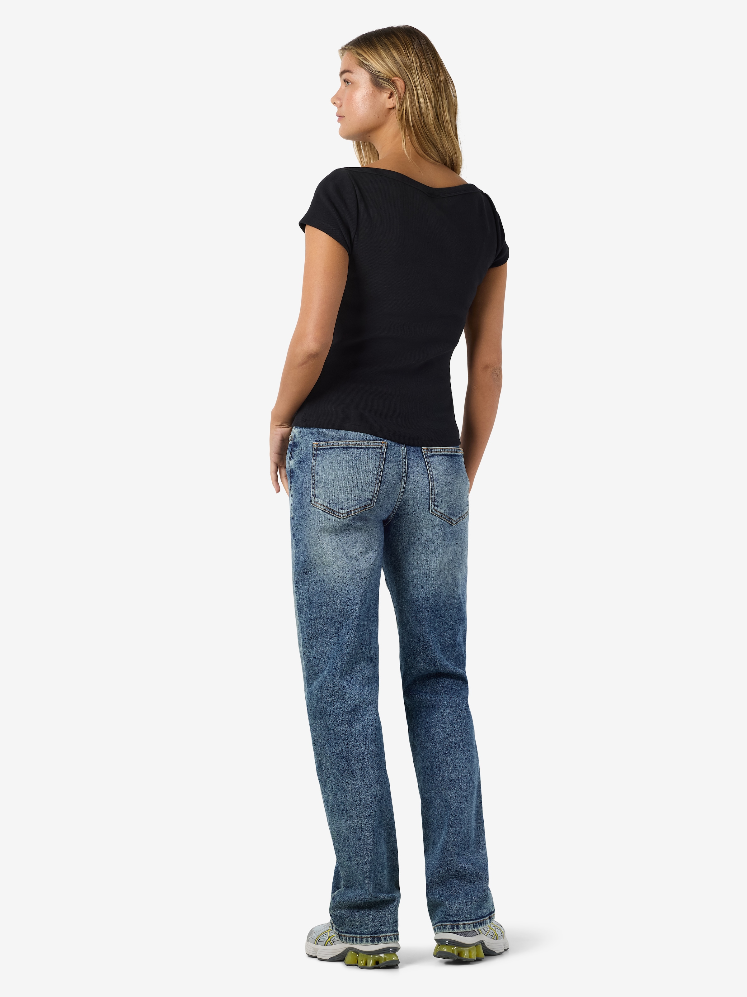 Noisy may Kurzarmshirt »NMMAYA S/S BOATNECK TOP NOOS« Baumwollmischung, regular fit