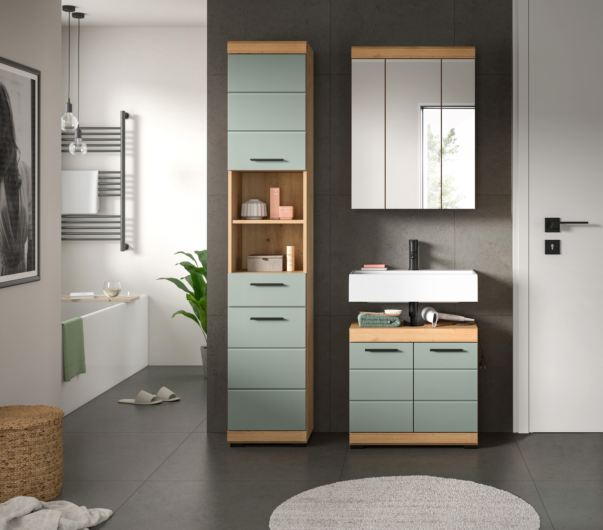 INOSIGN Badmöbel-Set »Siena, 3 teilig, bestehend aus:«, (Set), Hochschrank, günstig online kaufen