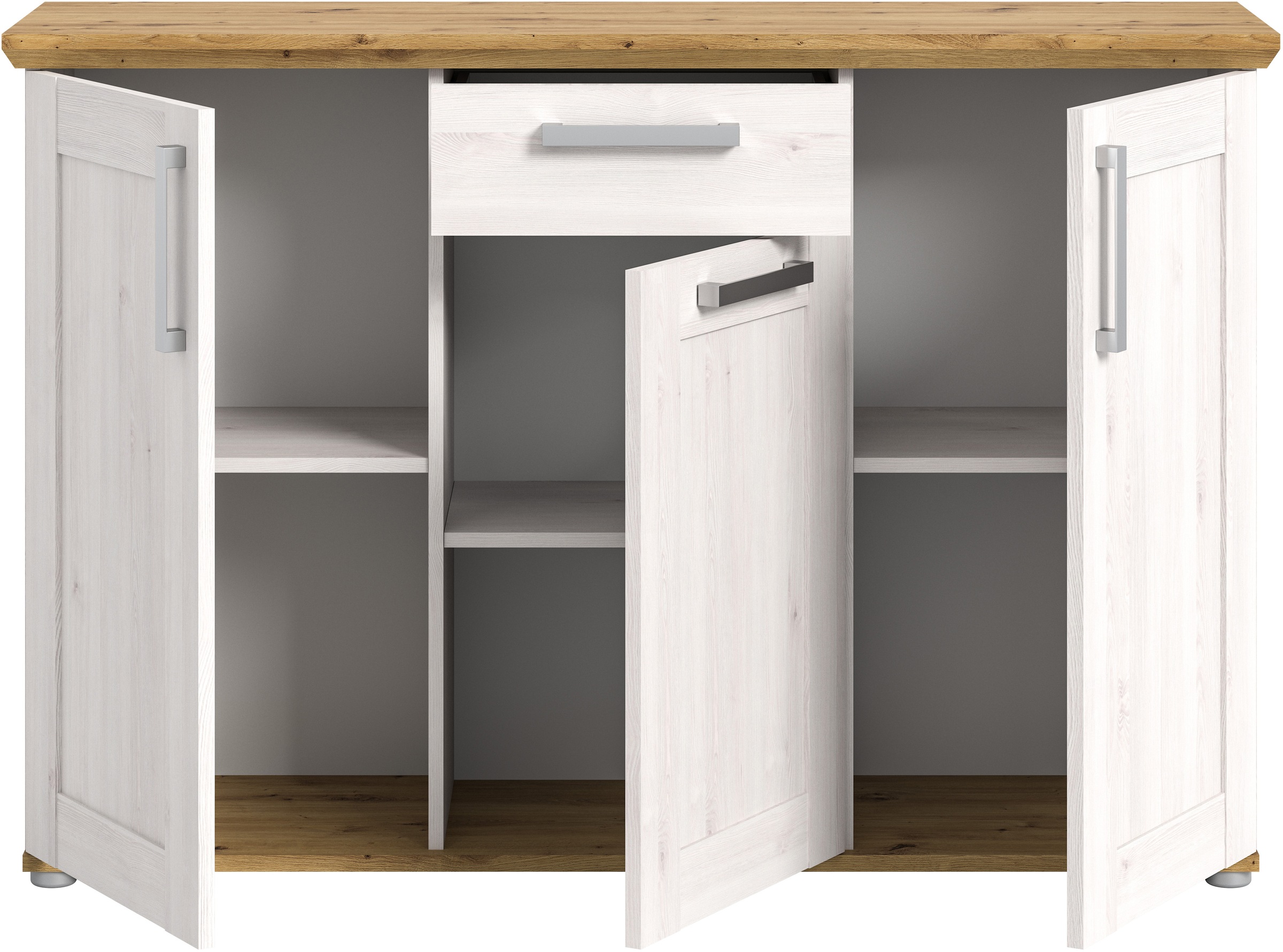 Home affaire Kommode »COSENZA, TOPSELLER!, Breite 137 cm, 3 Türen, 1 Schubkasten«, in Landhausoptik, Anrichte, Schrank, Sideboard