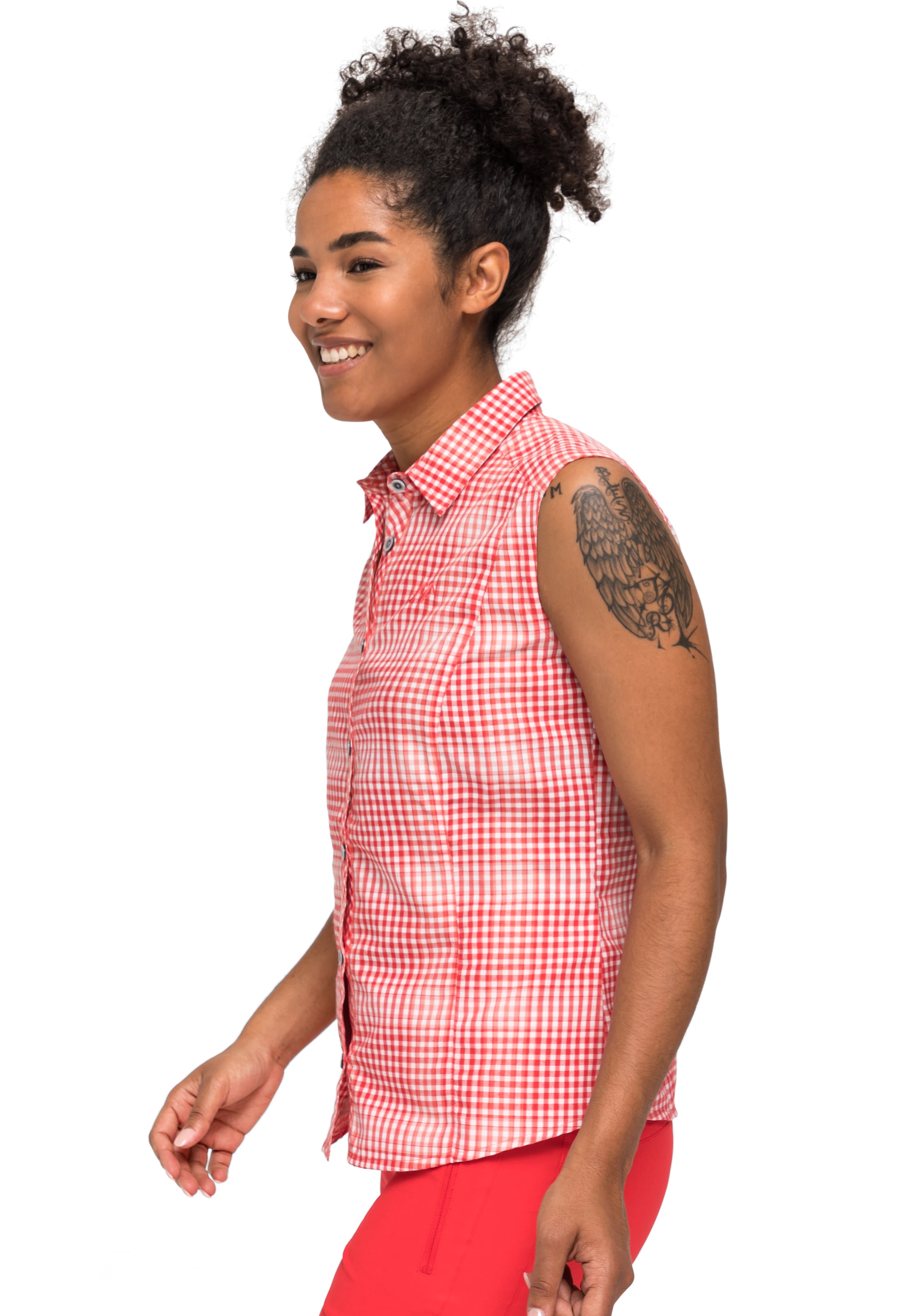 Maier Sports Funktionsbluse »Paloma«, Karierte, ärmellose Bluse für Wandern, Reisen und Freizeit