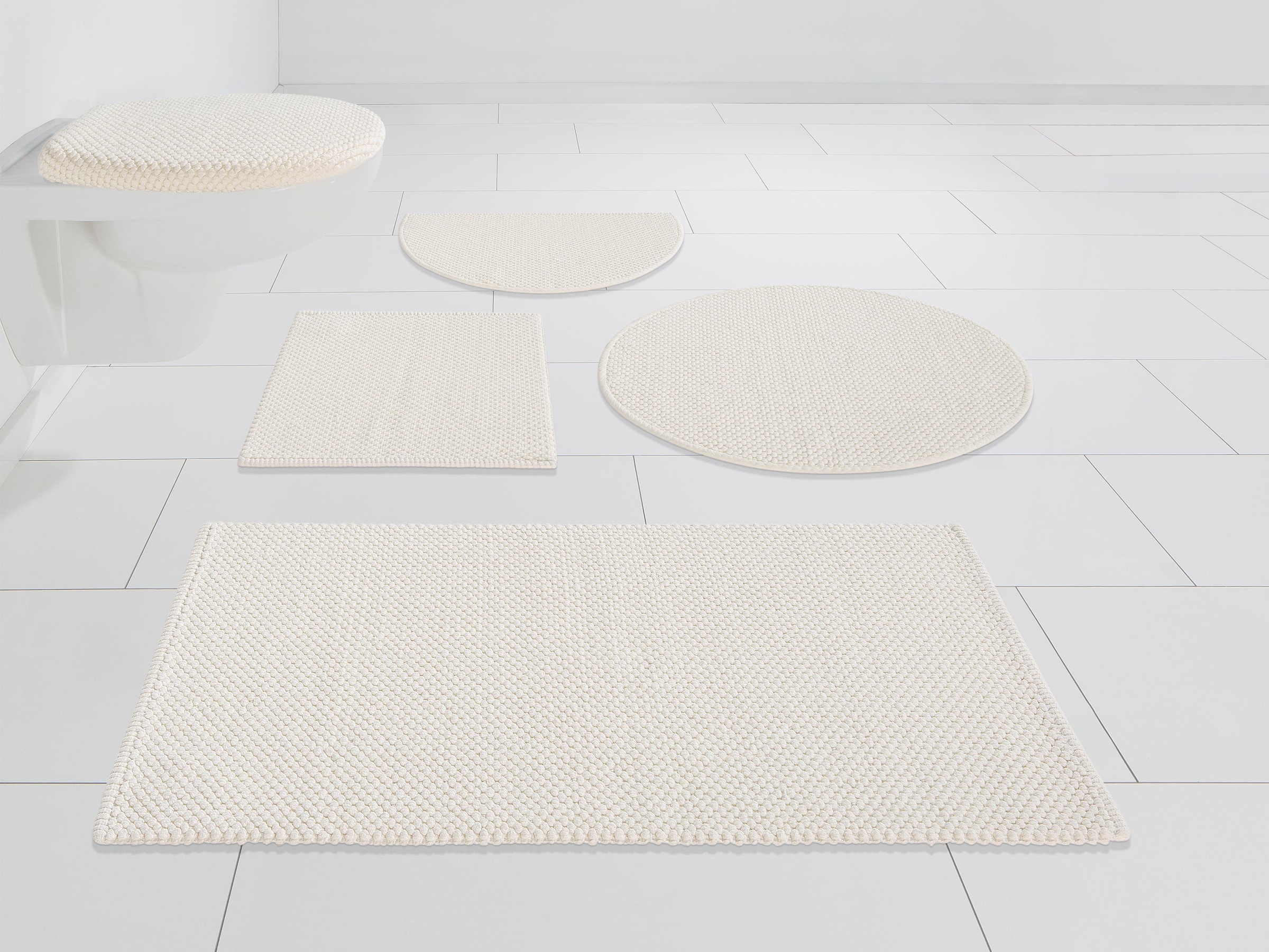 my home Badematte »Lovro, Badvorleger, Badezimmer Teppich«, beidseitig nutzbar-strapazierfähig, Badteppich, beidseitig verwendbar, auch als 3-teiliges Set