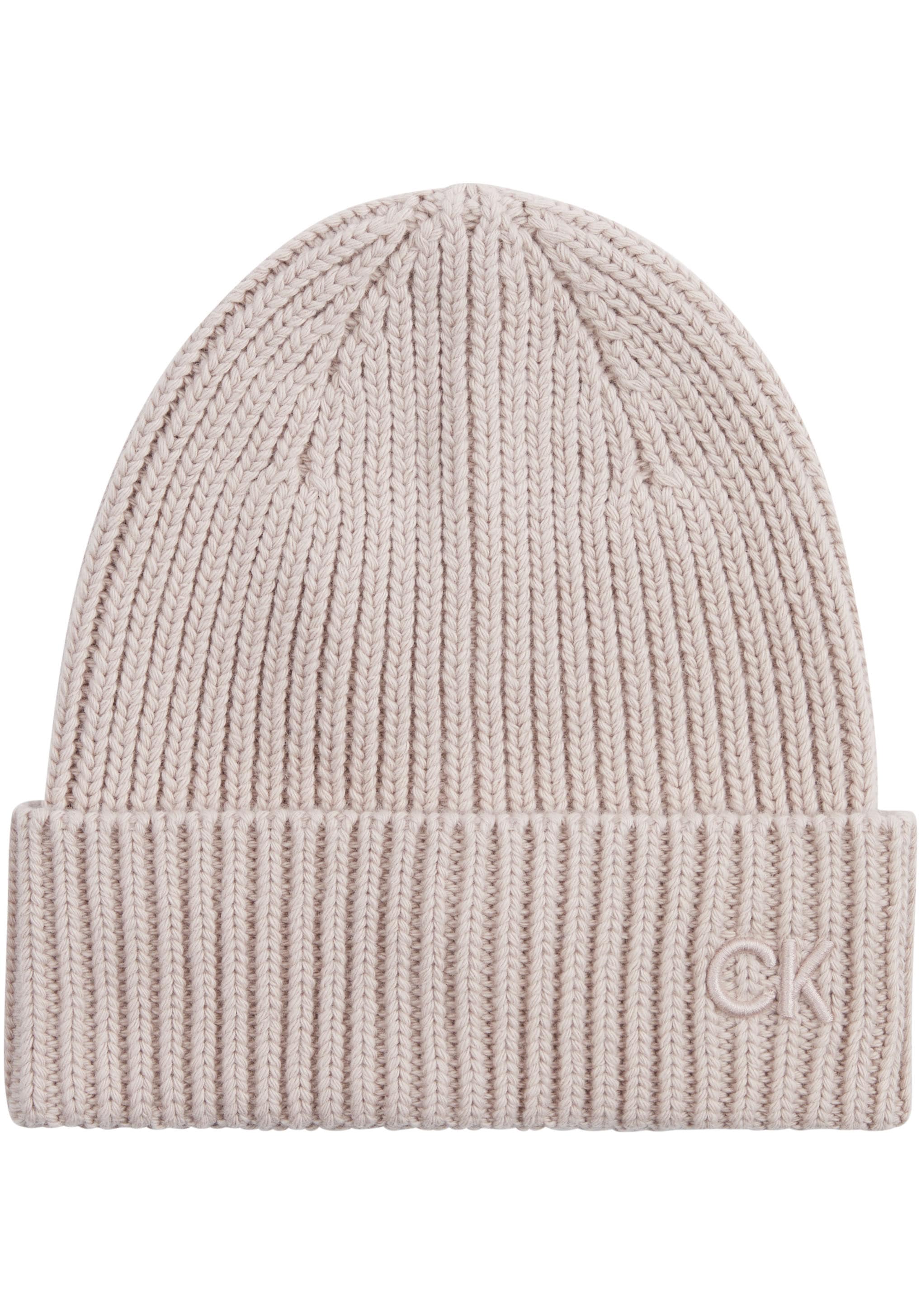 Calvin Klein Beanie »CK EMBROIDERY COTTON RIB BEANIE«, mit Logostickerei