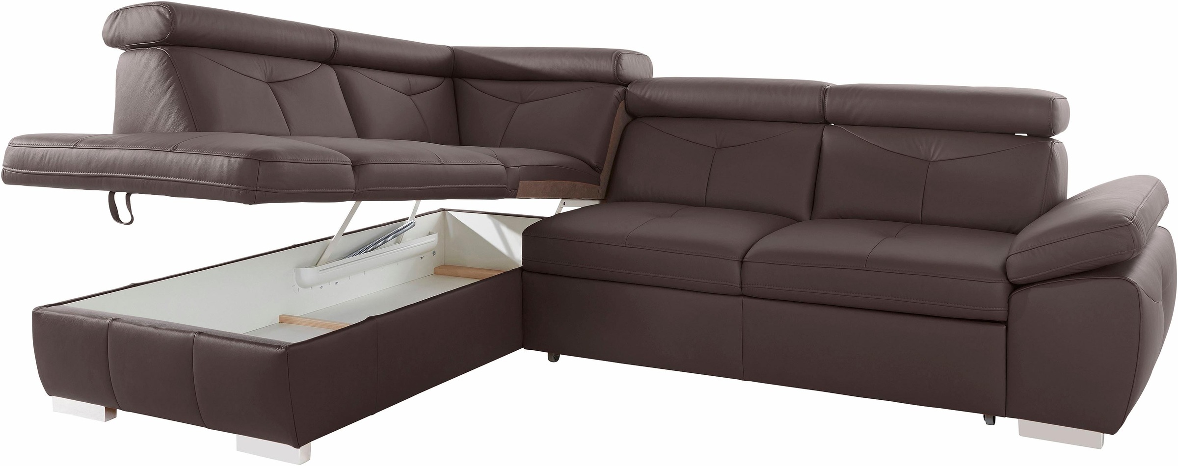 exxpo - sofa fashion Ecksofa »Spring, super bequem und komfortabel mit Armteil- und Kopfteilfunktion«, wahlweise mit Bettfunktion und Bettkasten, L-Form