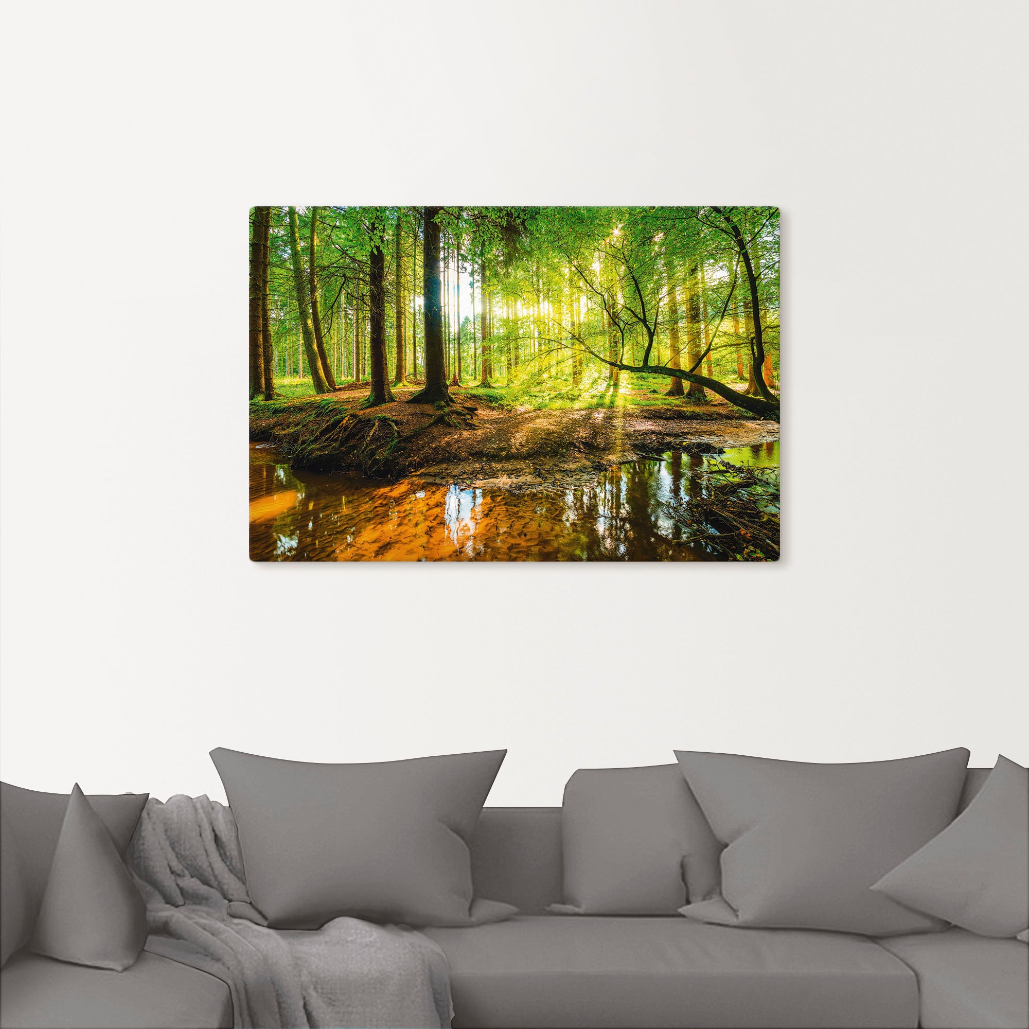 »Wald mit Leinwandbild, online als Wandbild in Alubild, Wandaufkleber Wald, Poster St.), Größen Bach«, (1 Artland oder versch. kaufen