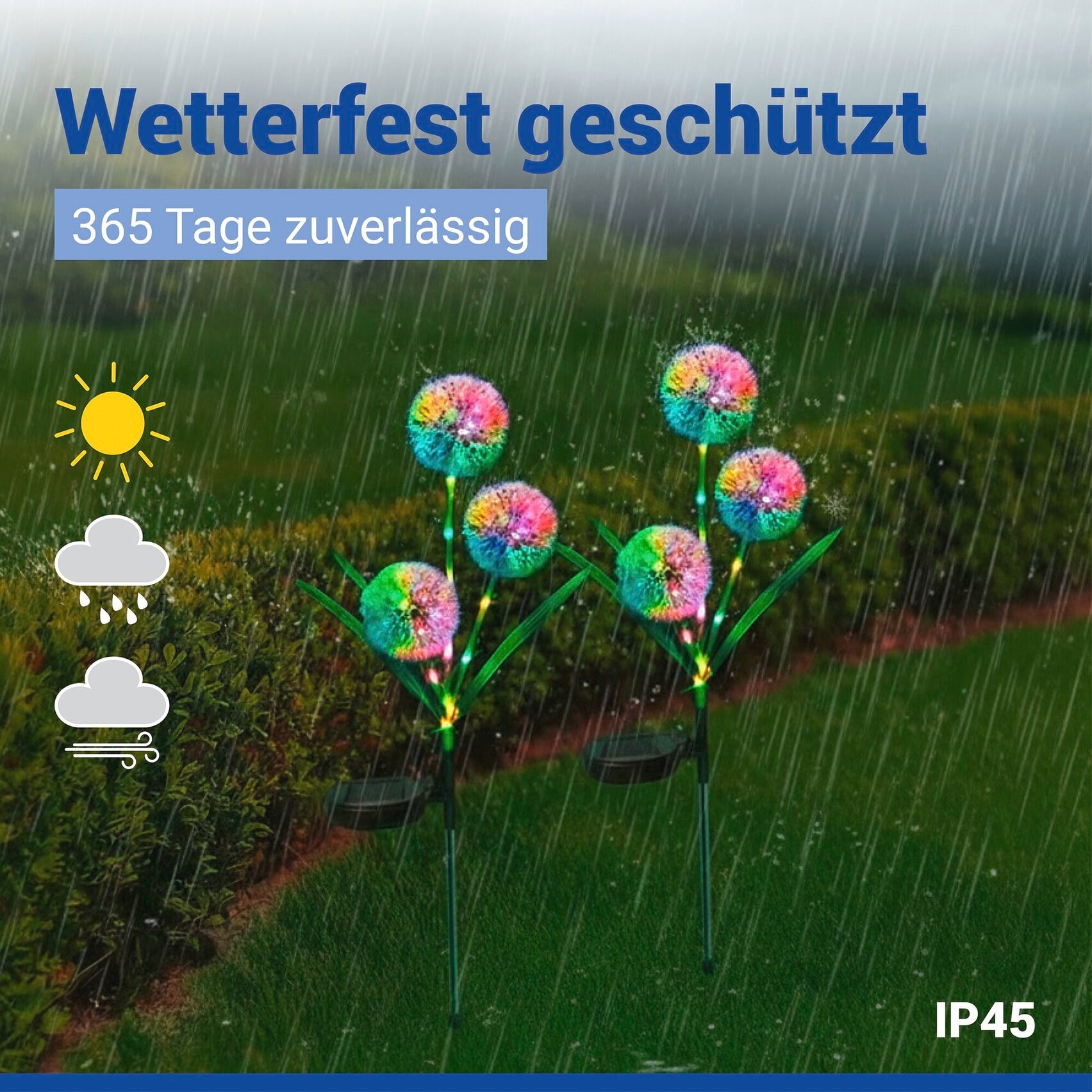 Maximex LED Gartenleuchte »Modell Pusteblume« 2 Stk. Farbwechsler LED Gartenstecker, solarbetriebene Gartenbeleuchtung, 2 Einstellungen