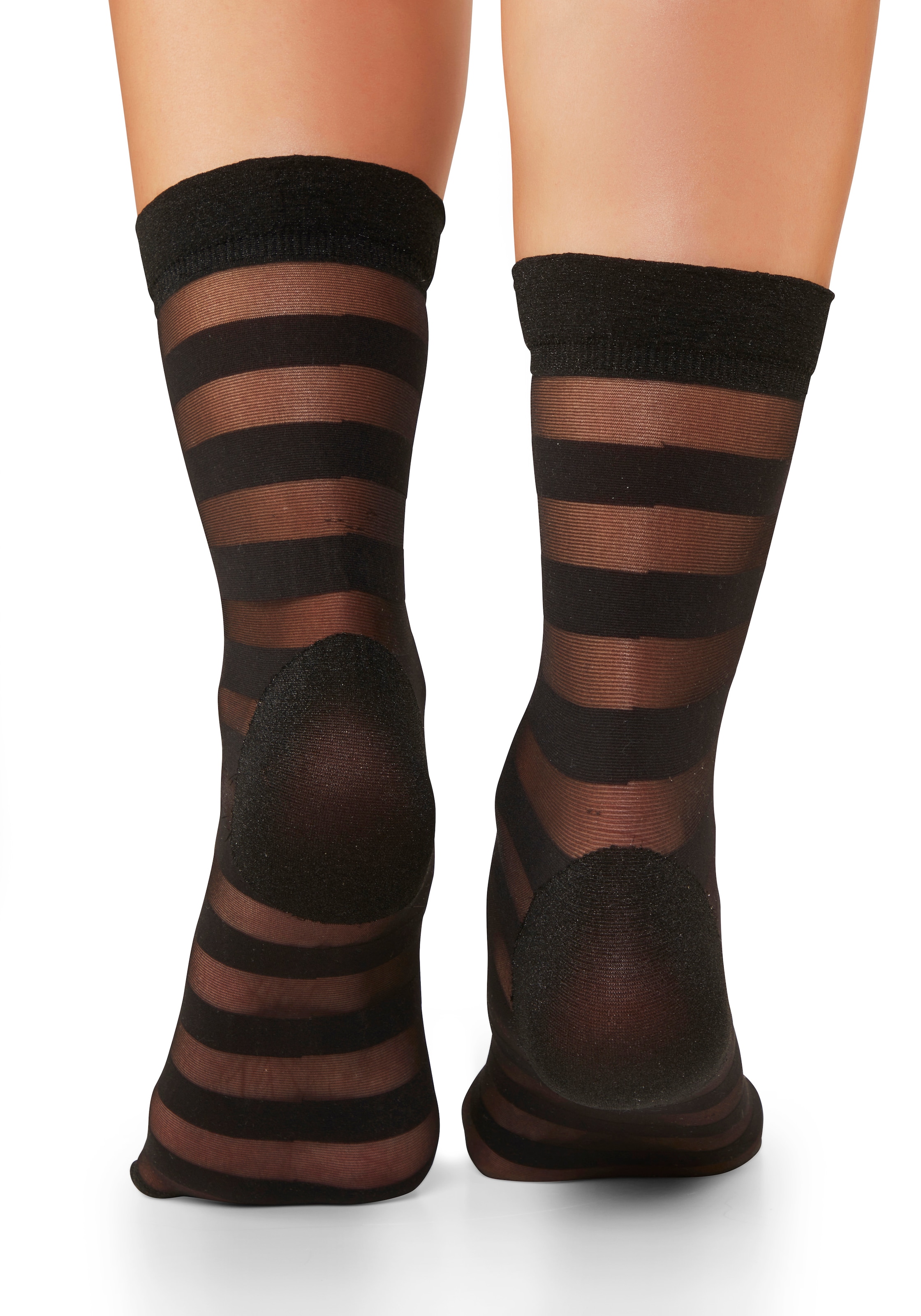 Vivance Feinsöckchen »Transparente Nylon Socken, Damen Feinstrümpfe, für Alltag und Büro« 20 DEN Packung, 2 Paar tlg. mit Streifen Design