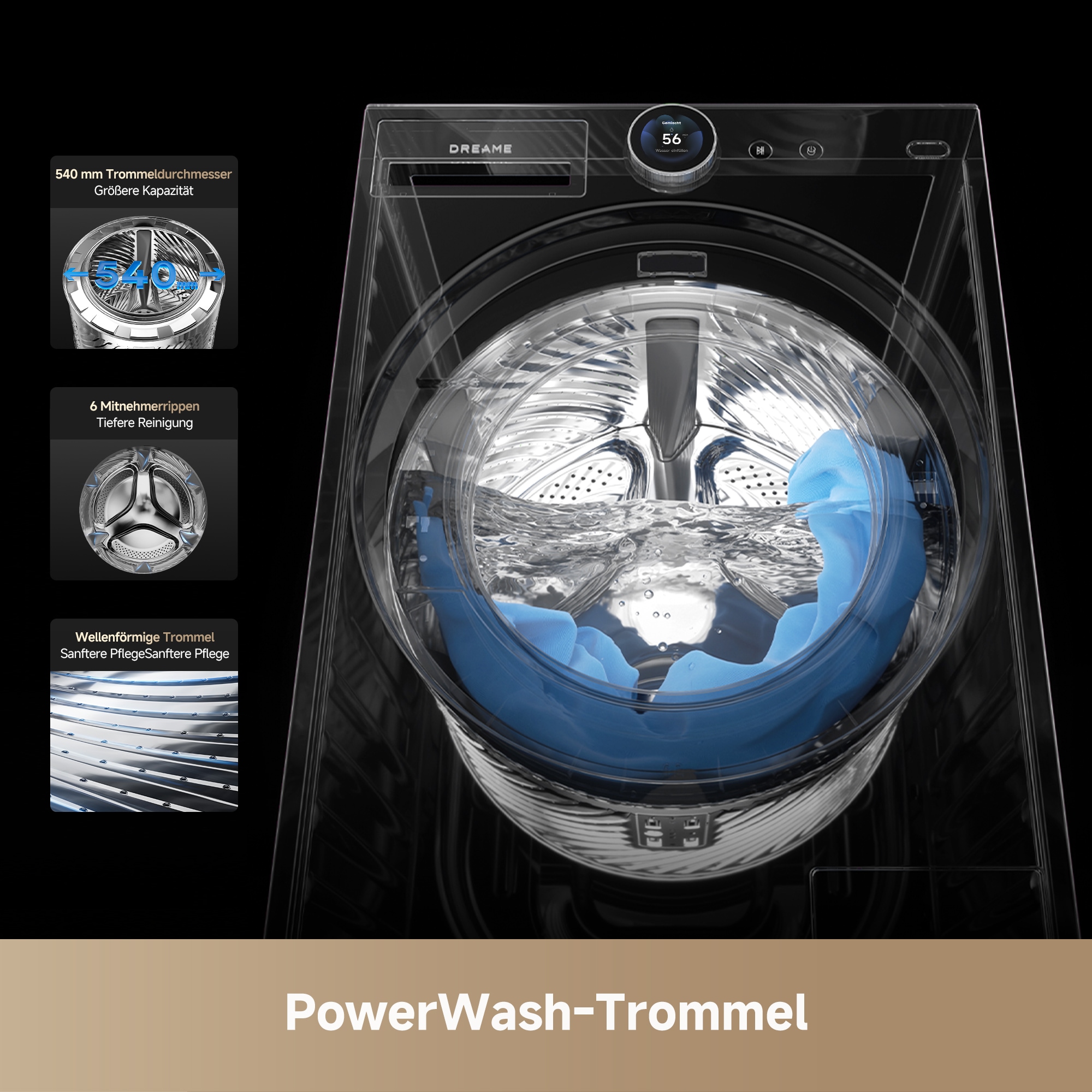 Dreame Waschmaschine »L9 Washer 11Kg« 11 kg 1400 U/min Öko-Wäsche, Inverter-Motor, Automatikpflege