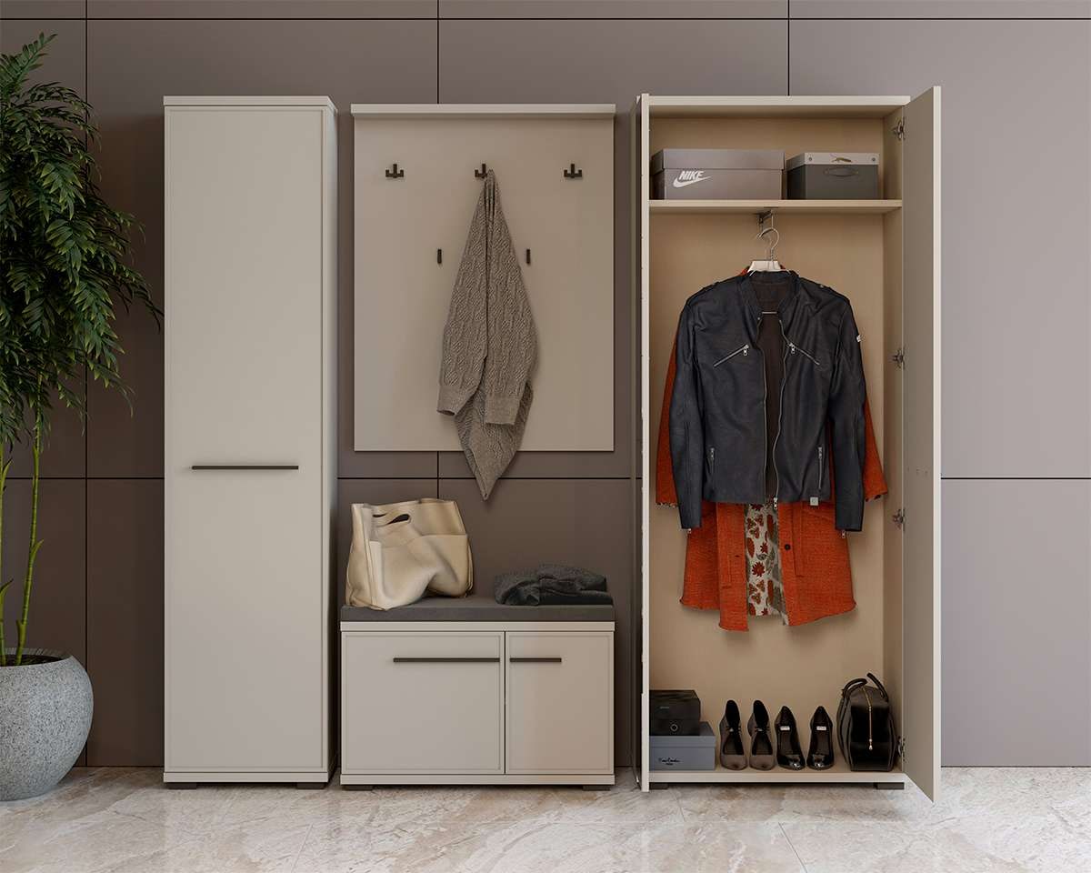 Places of Style Schuhbank »Opera, Schuhschrank, Schuhregal, Schuhtruhe, Breite 76 cm«, (1 St.), mit Sitzkissen, UV-lackiert, hochwertige Beschläge, Kaschmirfarbe