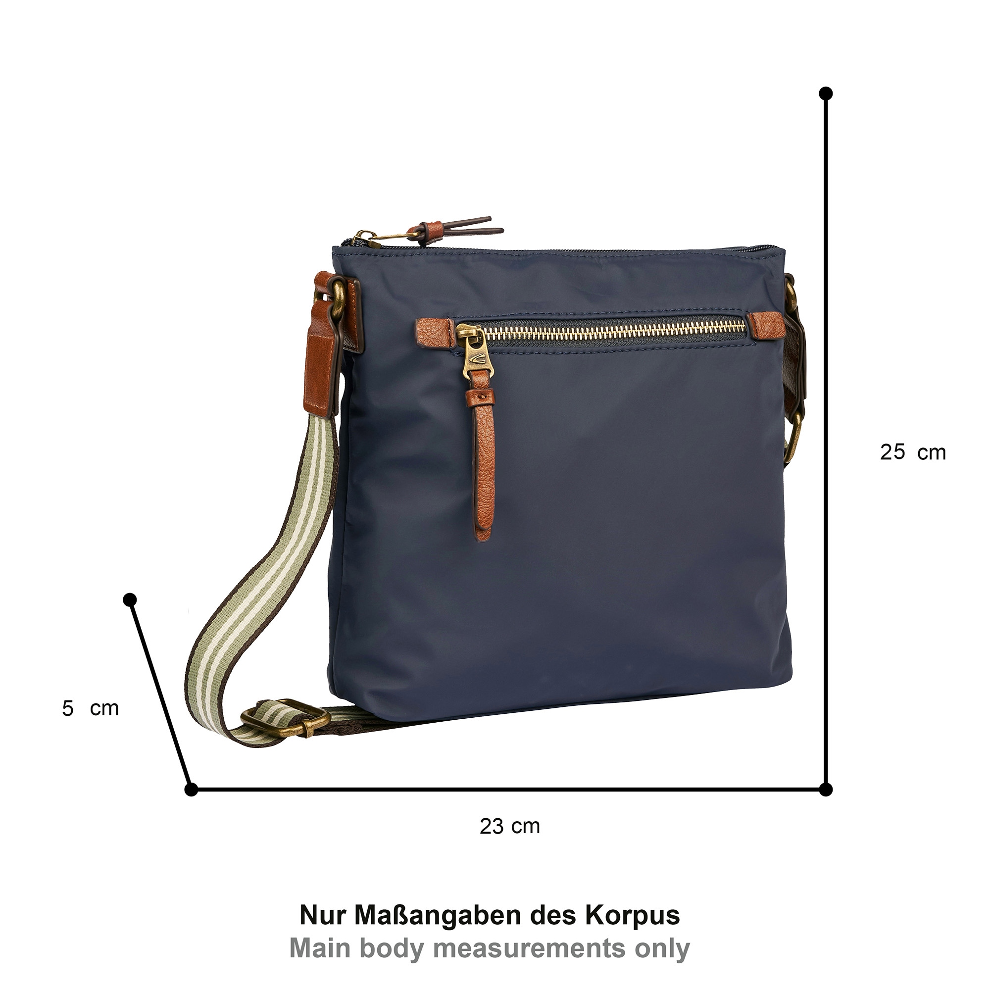camel active Umhängetasche »Bari« aus hochwertigem matten Nylon mit gestreiftem Gewebeband