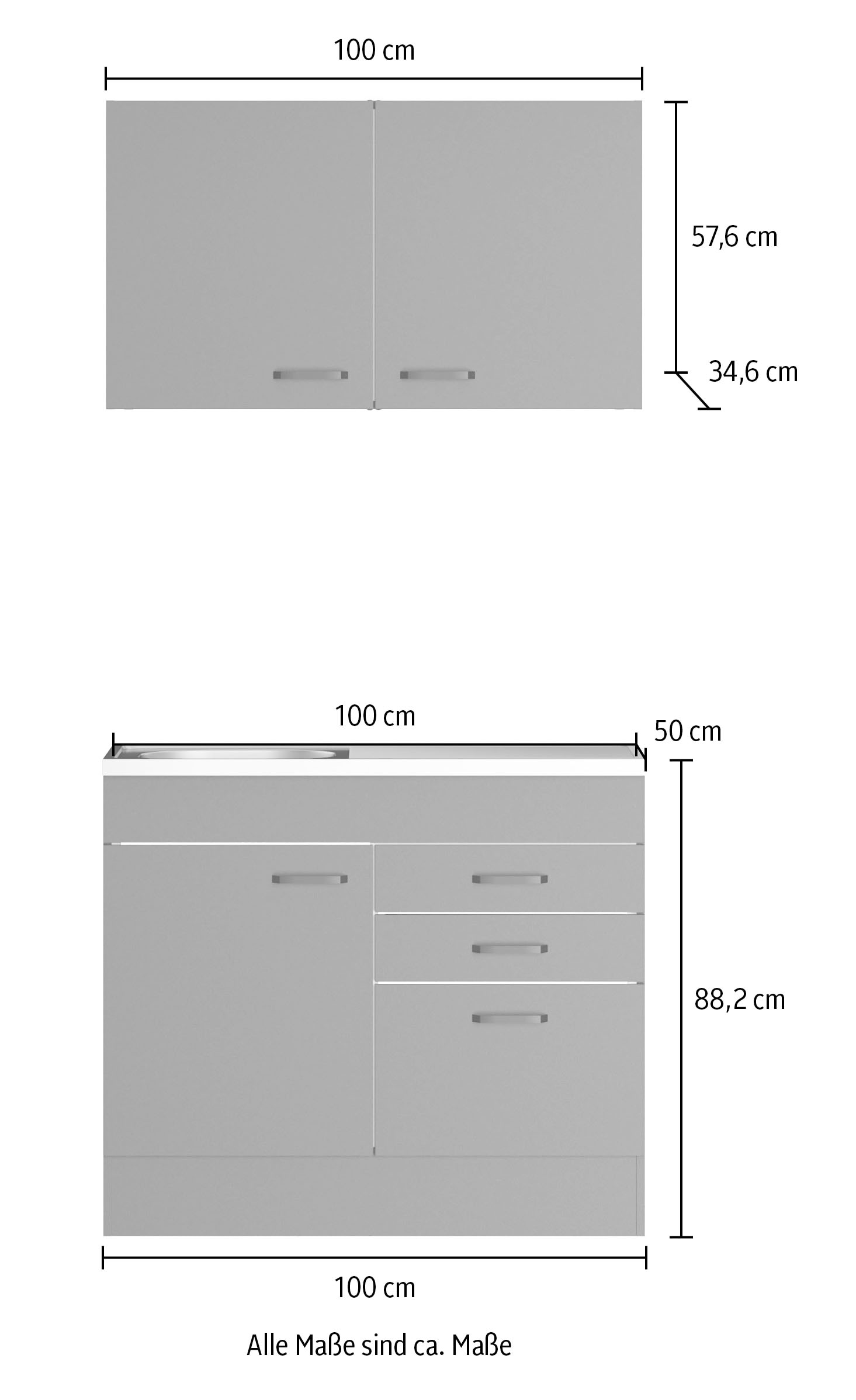 OPTIFIT Pantryküche »OPTImulti« Breite 100 cm, Tiefe 50 cm, mit Spülenauflage