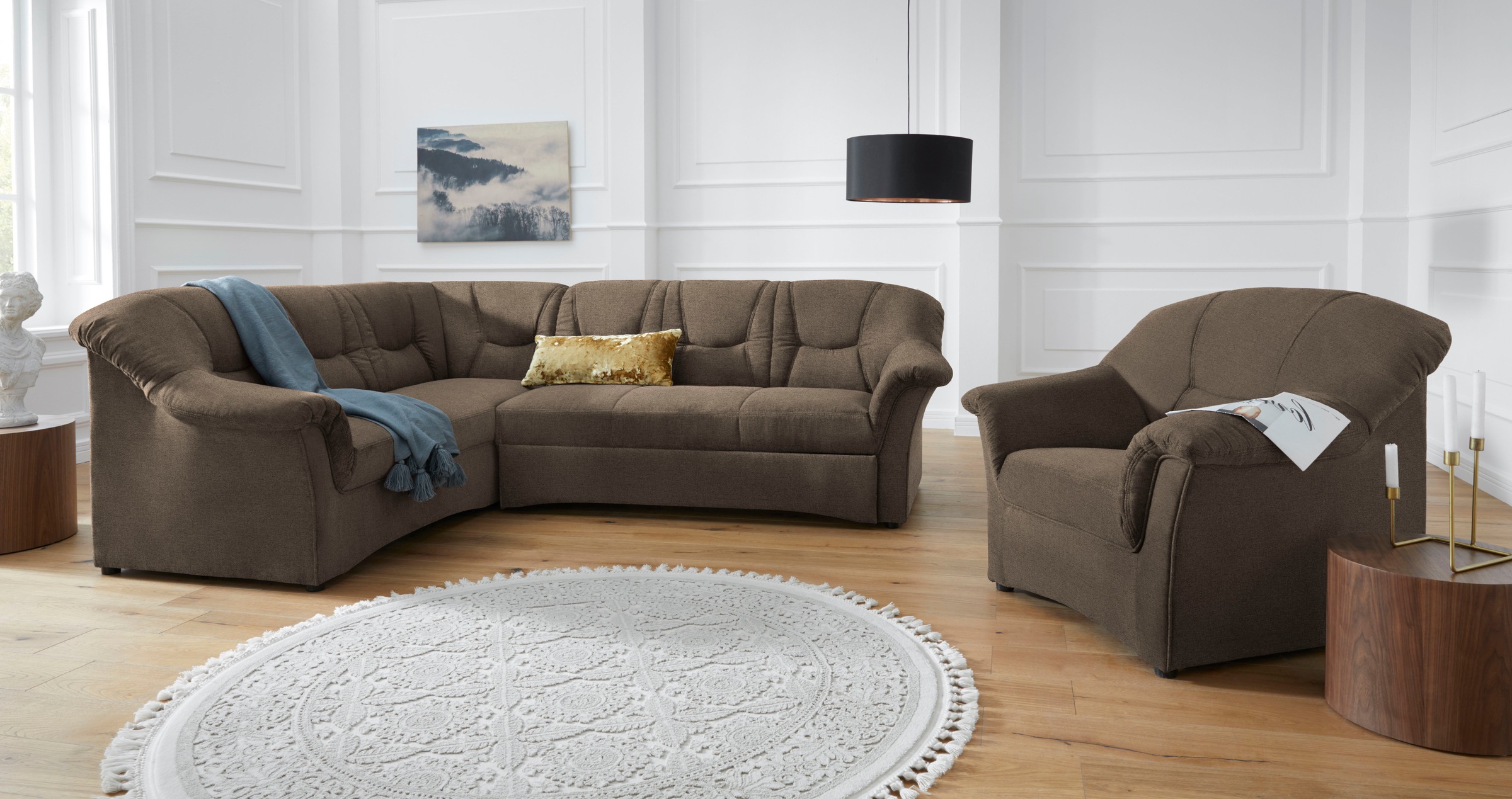 DOMO collection Ecksofa »Sarafina zeitlos und komfortabel, optional mit Federkern, L-Form«, wahlweise mit Bettfunktion