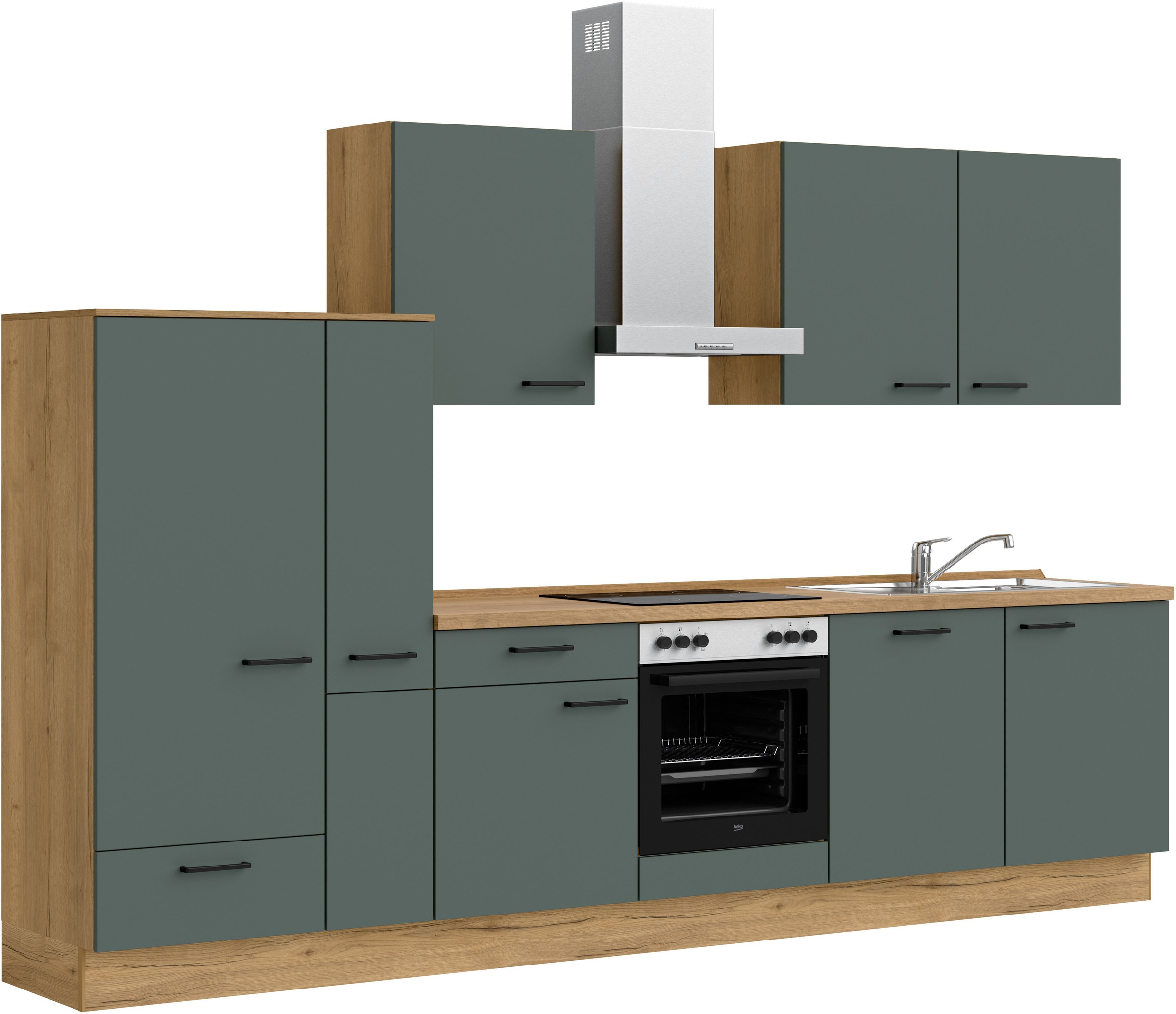 nobilia® Küchenzeile »"Easytouch I"«, vormontiert, Ausrichtung wählbar, Breite 330 cm, wahlw. mit E-Geräten