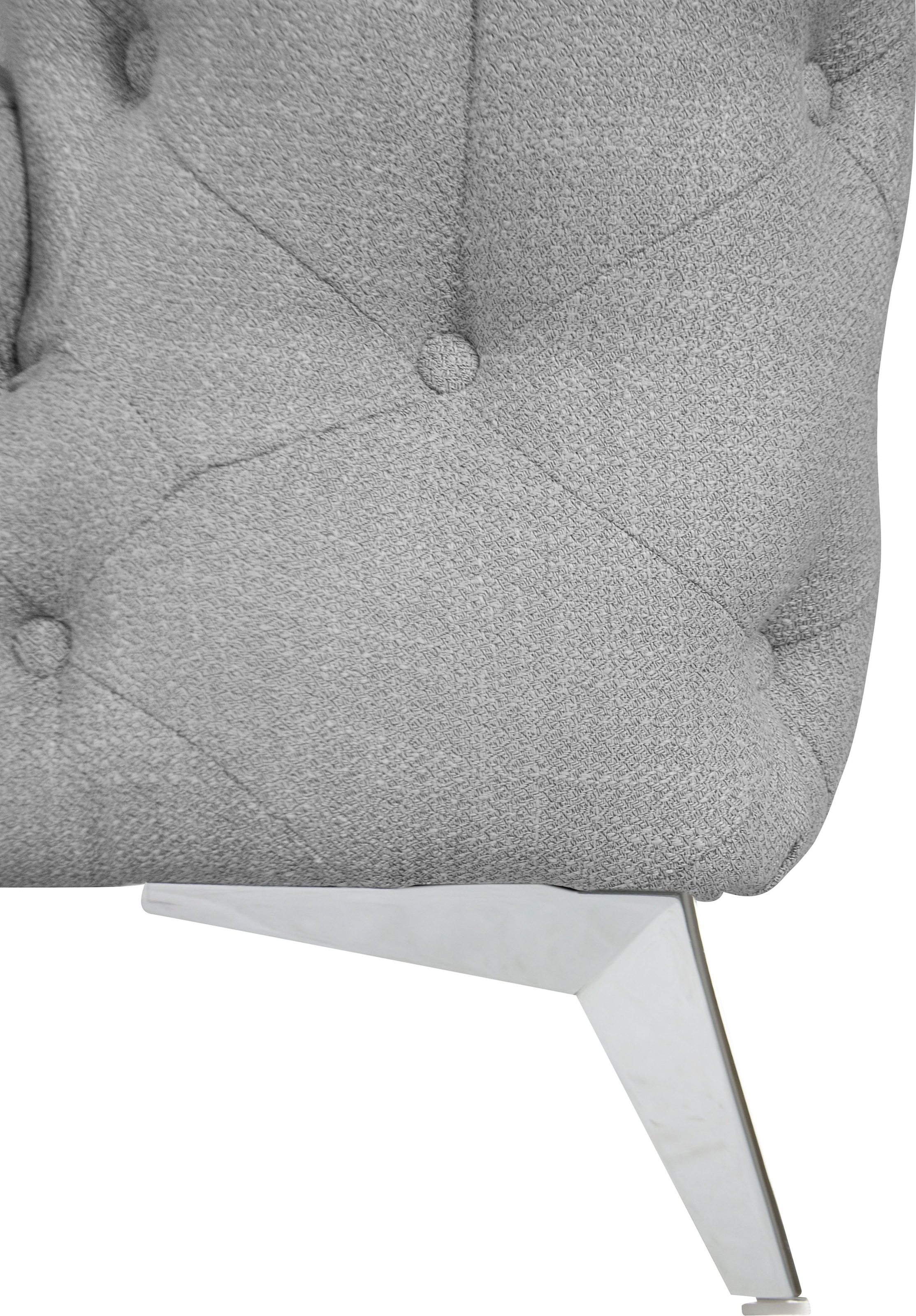 Leonique Chesterfield-Sofa »Ecksofa GLYNIS L-Form mit Wellenunterfederung, Maße B/T/H 264/264/75cm«, aufwändige Knopfheftung, moderne Chesterfield Optik, Fußfarbe wählbar