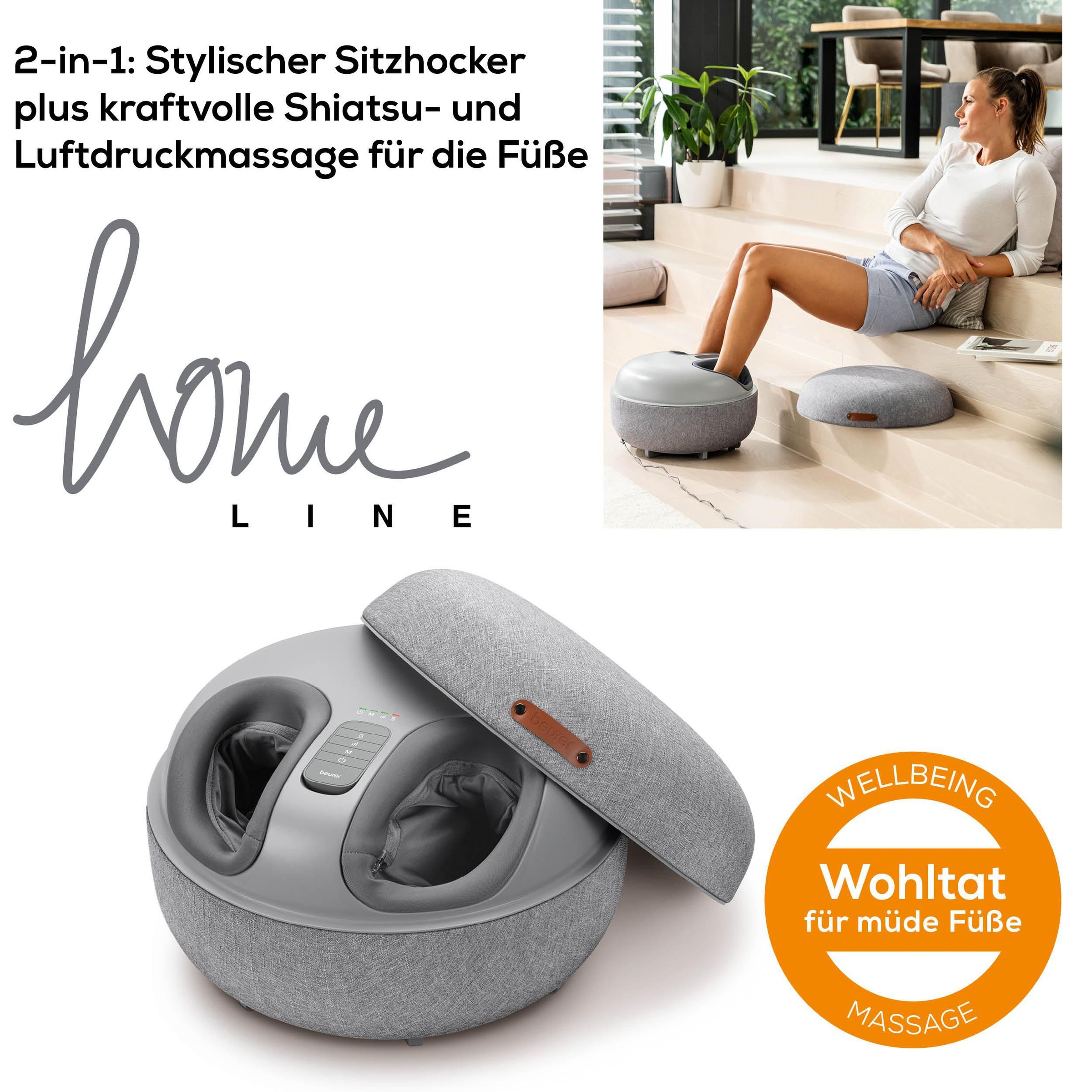 BEURER Shiatsu-Fußmassagegerät »FM 120 2-in-1: stylischer Hocker und Massag günstig online kaufen