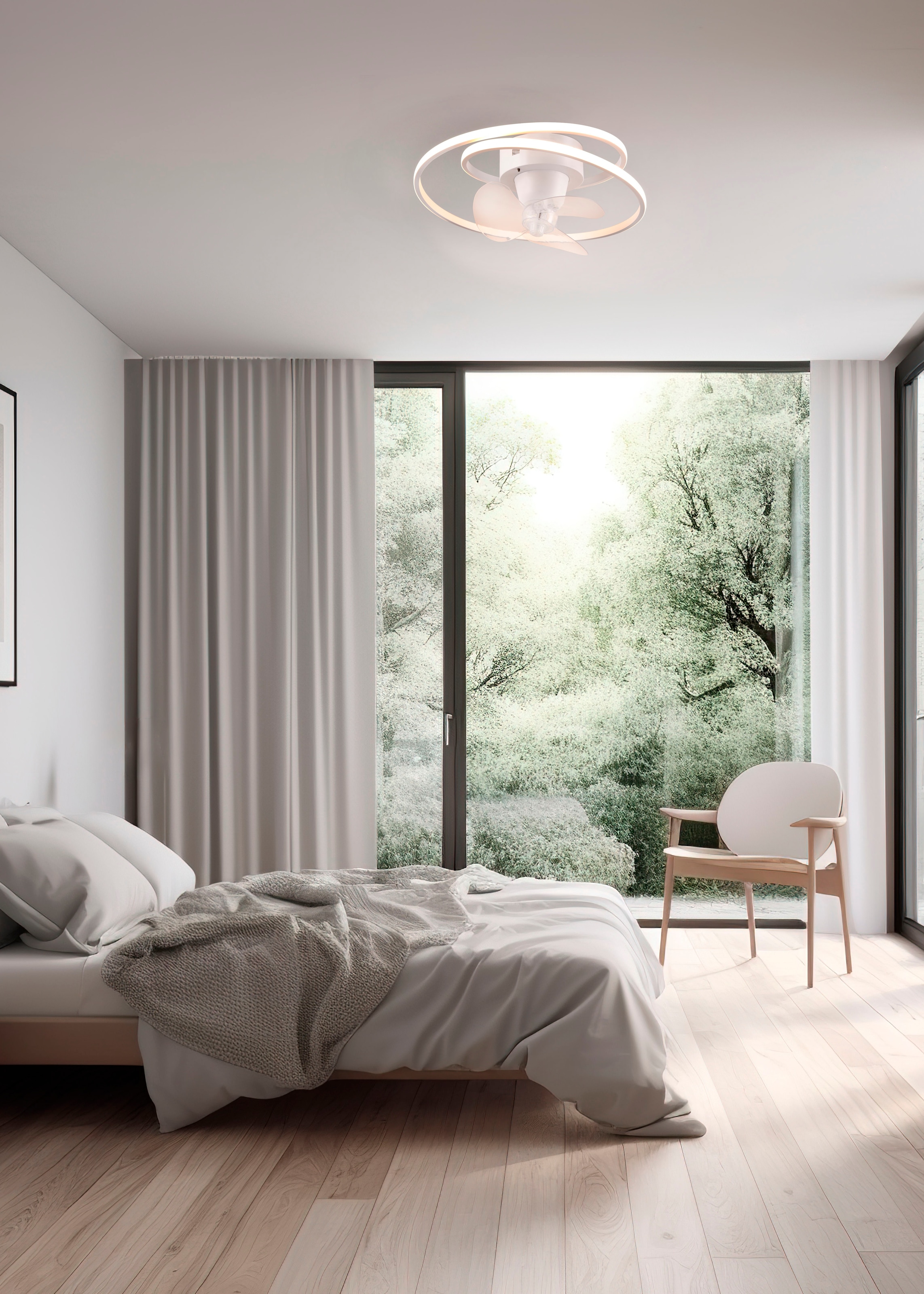 REALITY Leuchten LED Deckenleuchte »UMEA Deckenventilator mit Beleuchtung, Rotor schwenkbar, Fernbedienung«, 1 flammig, Leuchtmittel LED-Board | LED fest integriert, LED Ventilator dimmbar CCT Memory Nachtlicht Sommer- & Winterfunktion