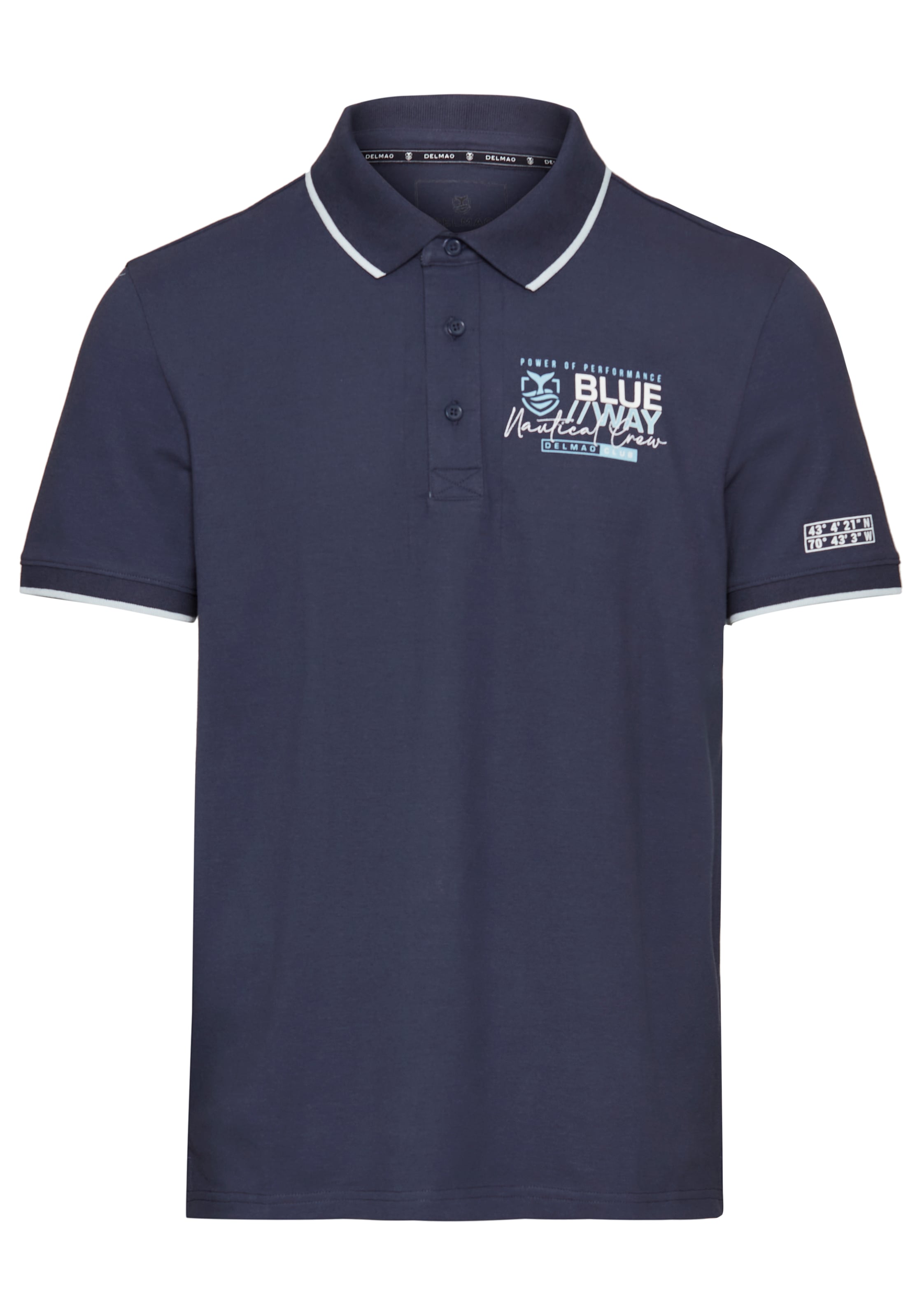 DELMAO Poloshirt, mit sportlichen Kontraststreifen & gestreifter Knopfleistenblende
