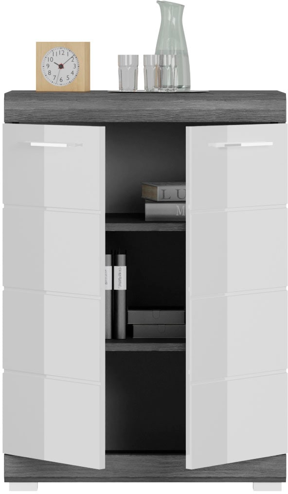 INOSIGN Kommode »Siena, Breite 60 cm, 2 Türen, 2 Einlegeböden, 3 Fächer«, Front-Rillenfräsung, Schuhkommode, Schuhschrank, Anrichte, Sideboard