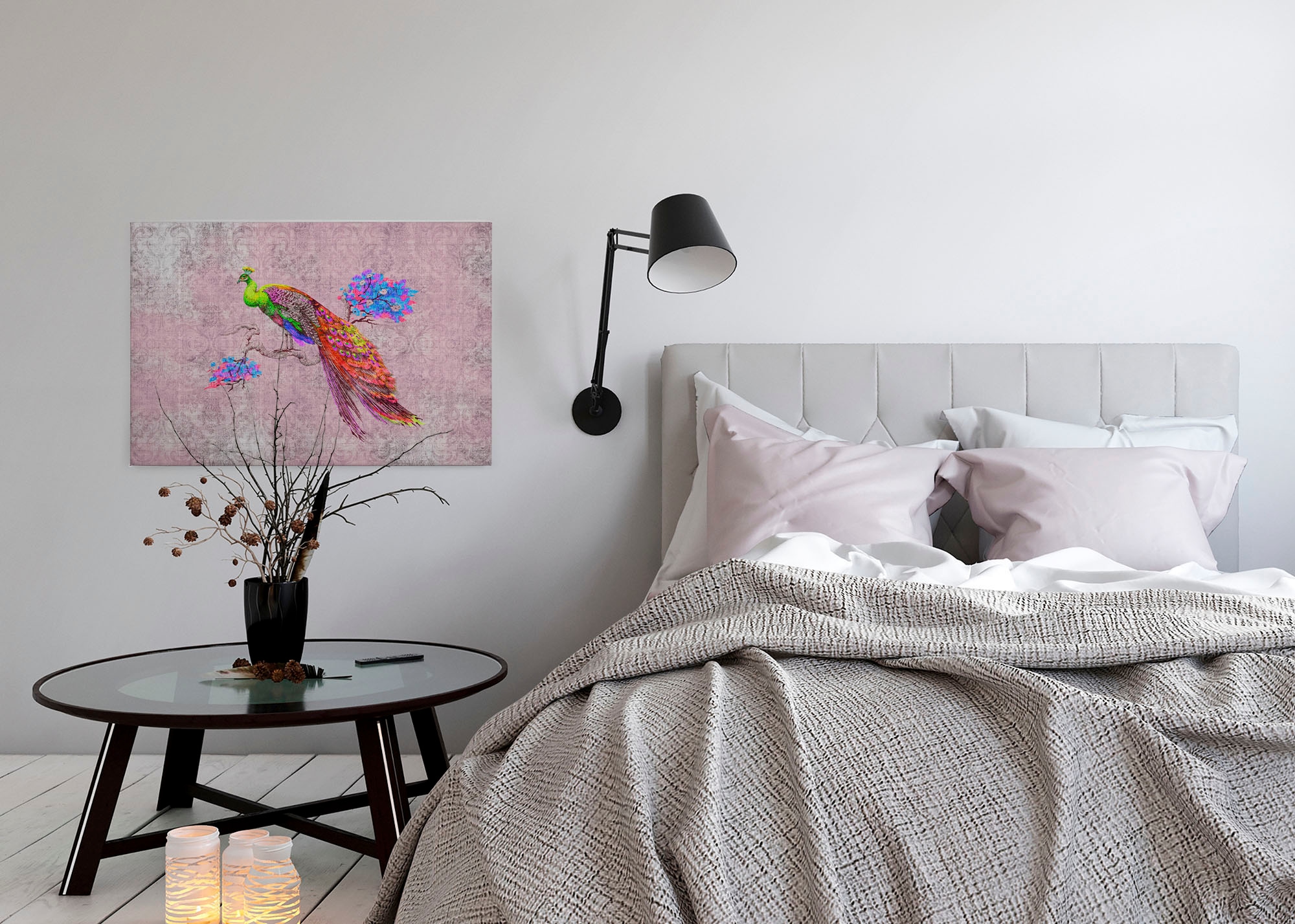 A.S. Création Leinwandbild »peacock«, Kunst-Tiere-Kinder, (1 St.), Keilrahmen Bild Bunt Pfau Leinwand-Bild Wohnzimmer modern Wandbild