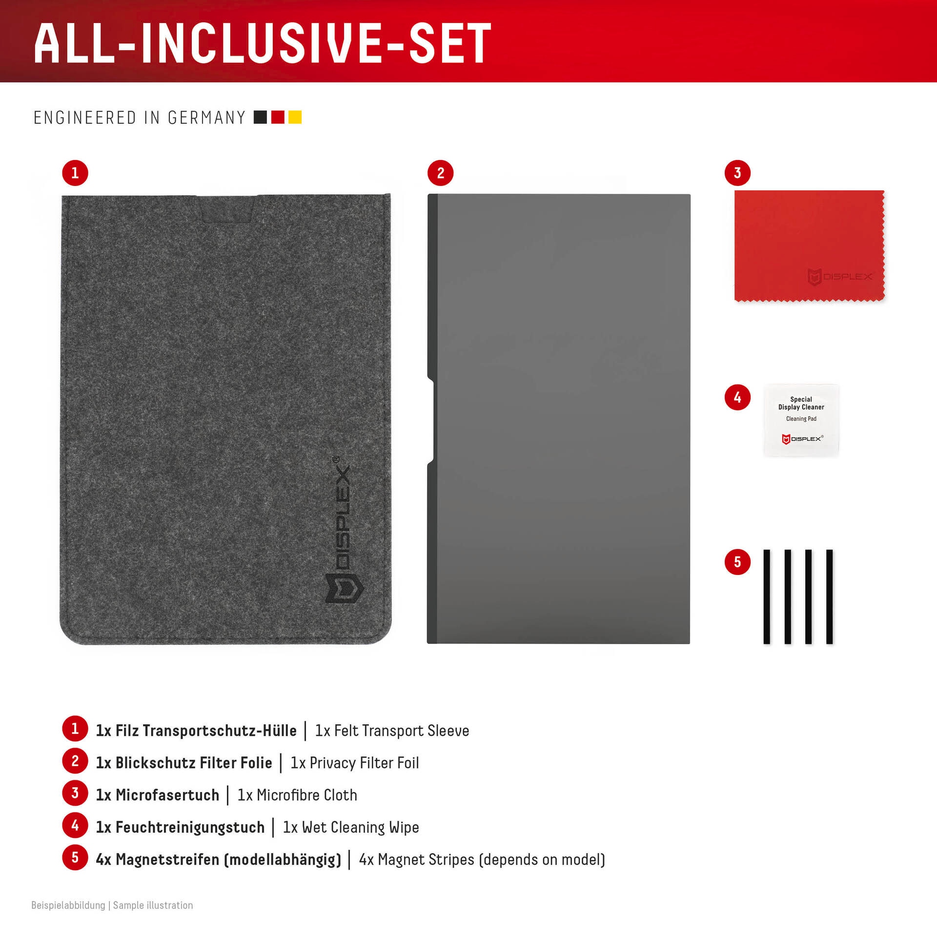 Displex Displayschutzfolie »Privacy Safe Magnetischer Blickschutzfilter Universal 16" (16:10)« für Universal 16" (16:10) Laptops und Notebooks Displayschutzglas, Schutzfolie, Bildschirmschutz, kratz- & stoßfest