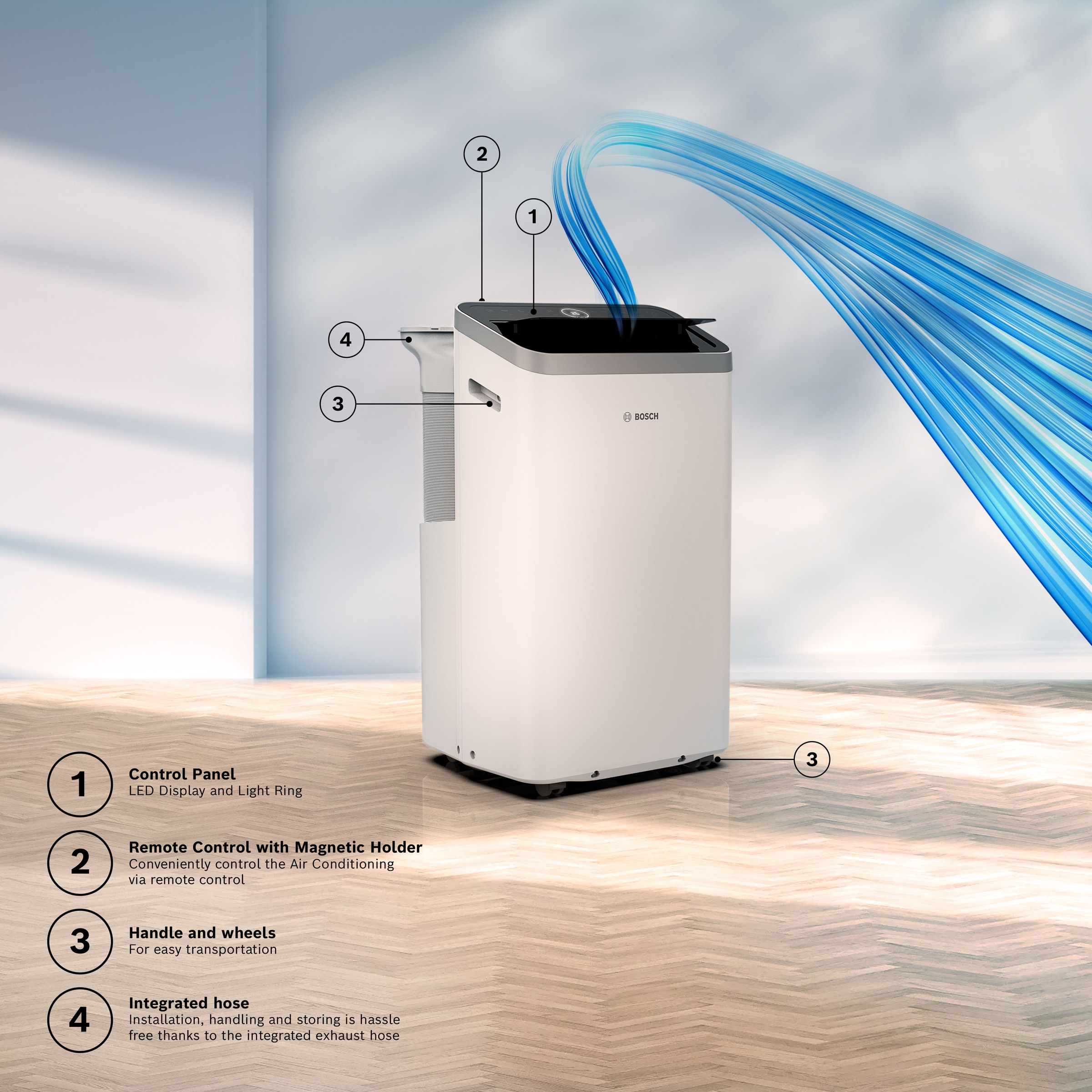 BOSCH 3-in-1-Klimagerät »Cool 2000 - 3-in-1 Klimaanlage, Luftentfeuchter, Ventilator« Ventilator in 3 Stufen, Entfeuchtung bis zu 50 l/Tag