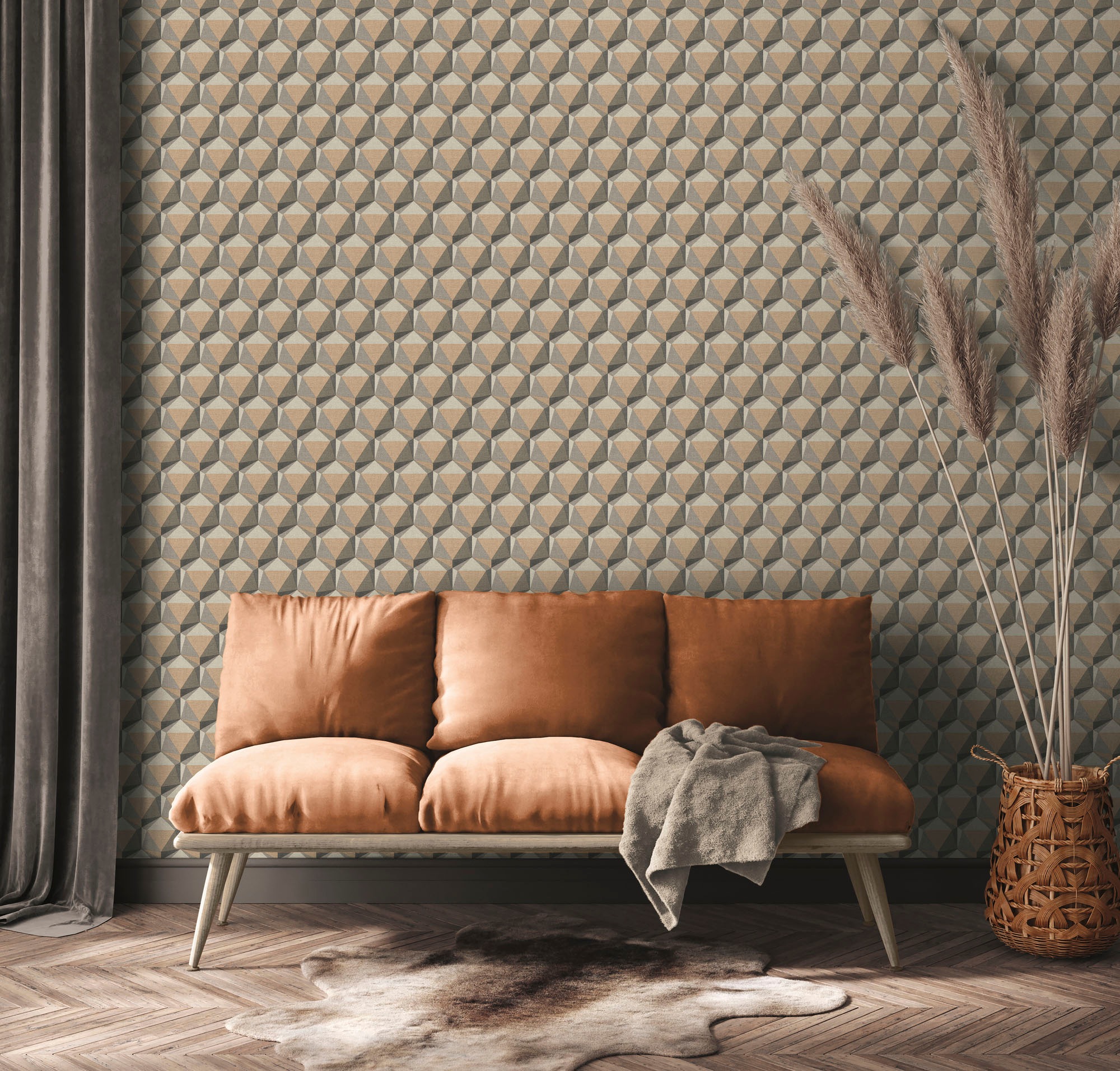 A.S. Création Vliestapete »Nara Grafisch 3D Effekt«, matt-gemustert-neutral, 3D Muster Grafiktapete Tapeten Wohnzimmer Schlafzimmer Küche Flur Büro