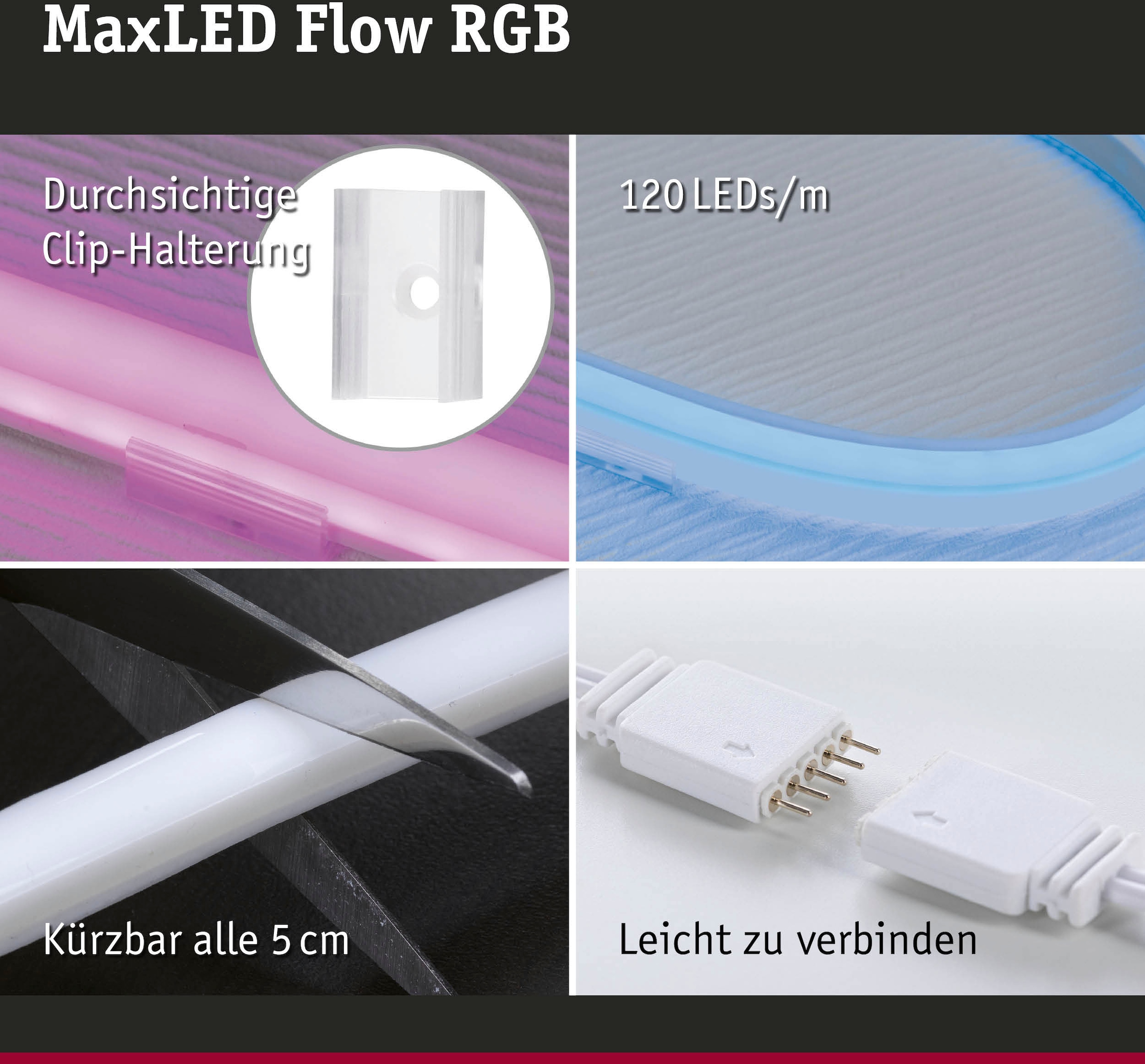 Paulmann LED-Streifen »MaxLED Flow Basisset 1,5m RGB 13,5W«, inkl. Funk-Fernbedienung