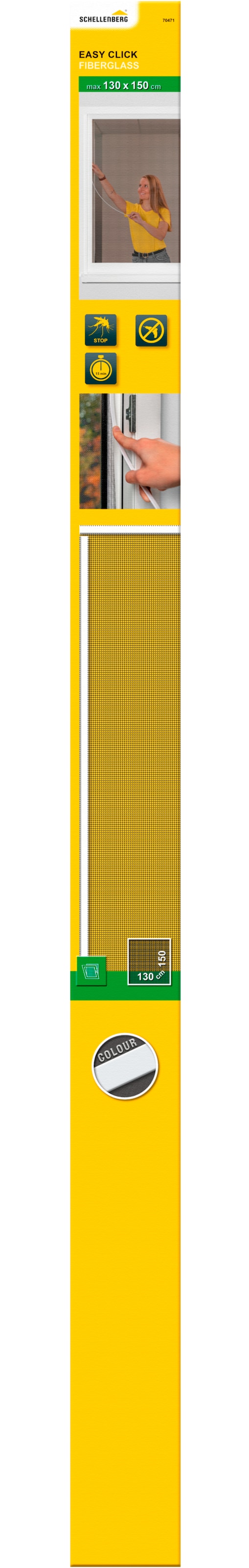 SCHELLENBERG Insektenschutz-Fensterrahmen »Easy Click mit Fiberglasgewebe ohne bohren«, Fliegengitter zum Einklicken, 100 x 150 cm und 130 x 150 cm, weiß