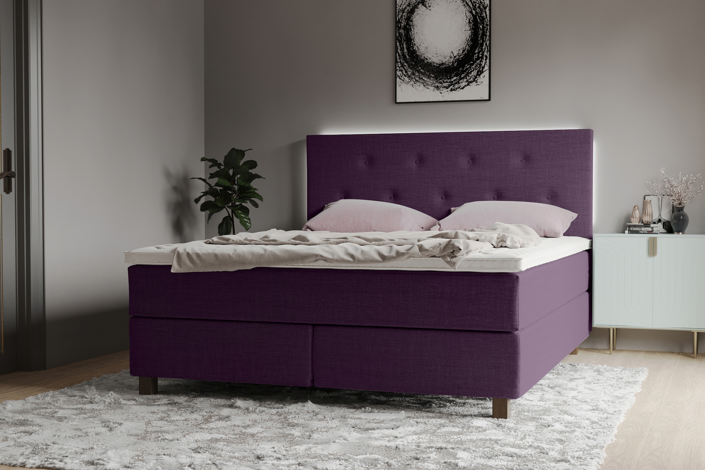 INOSIGN Boxspringbett »Alenika«, mit LED - Beleuchtung, mit Taschen-Federke günstig online kaufen