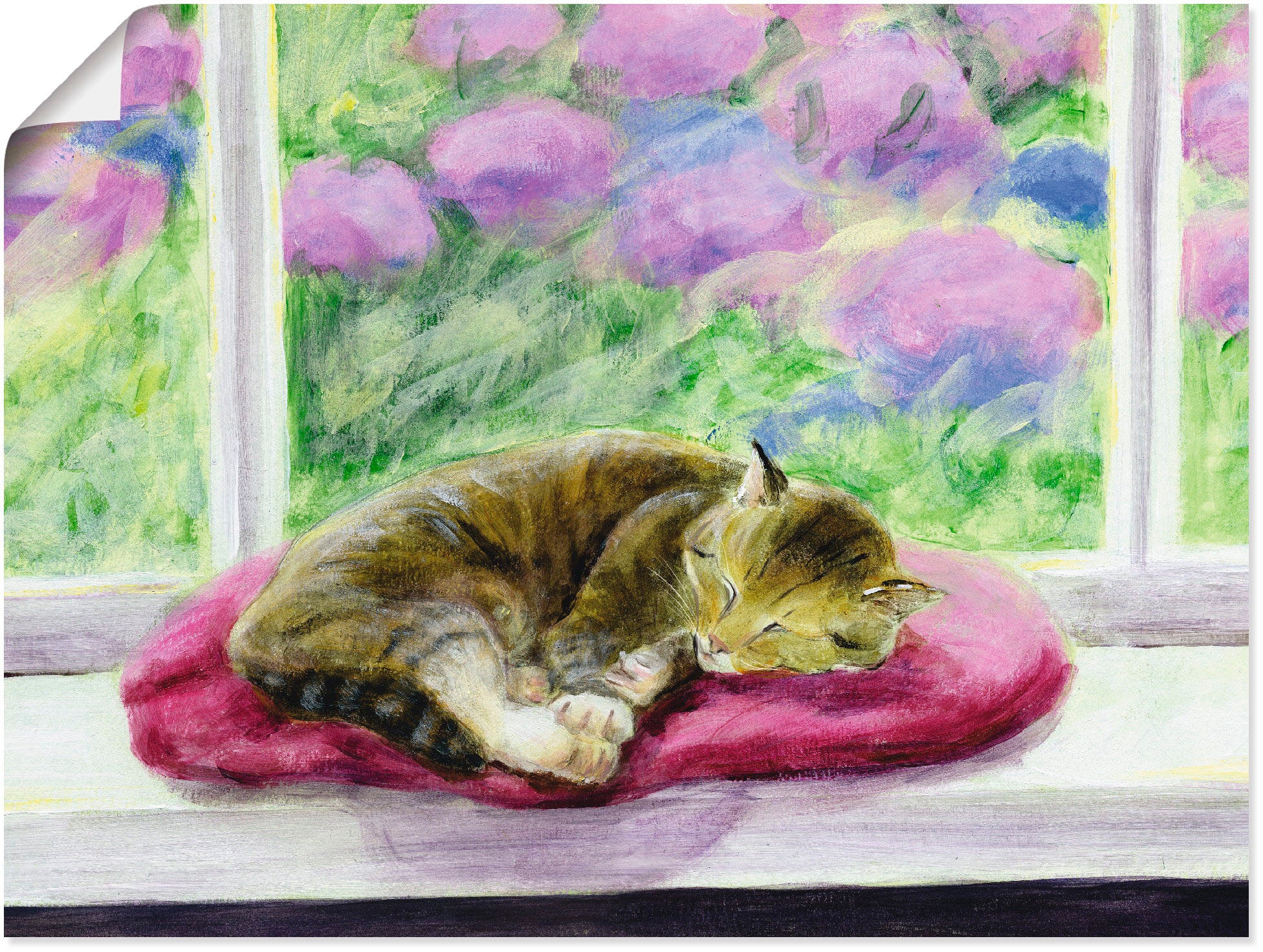 Artland Wandbild »Katze auf Gartenfensterbank« Haustiere 1 Stk. tlg. als Po günstig online kaufen