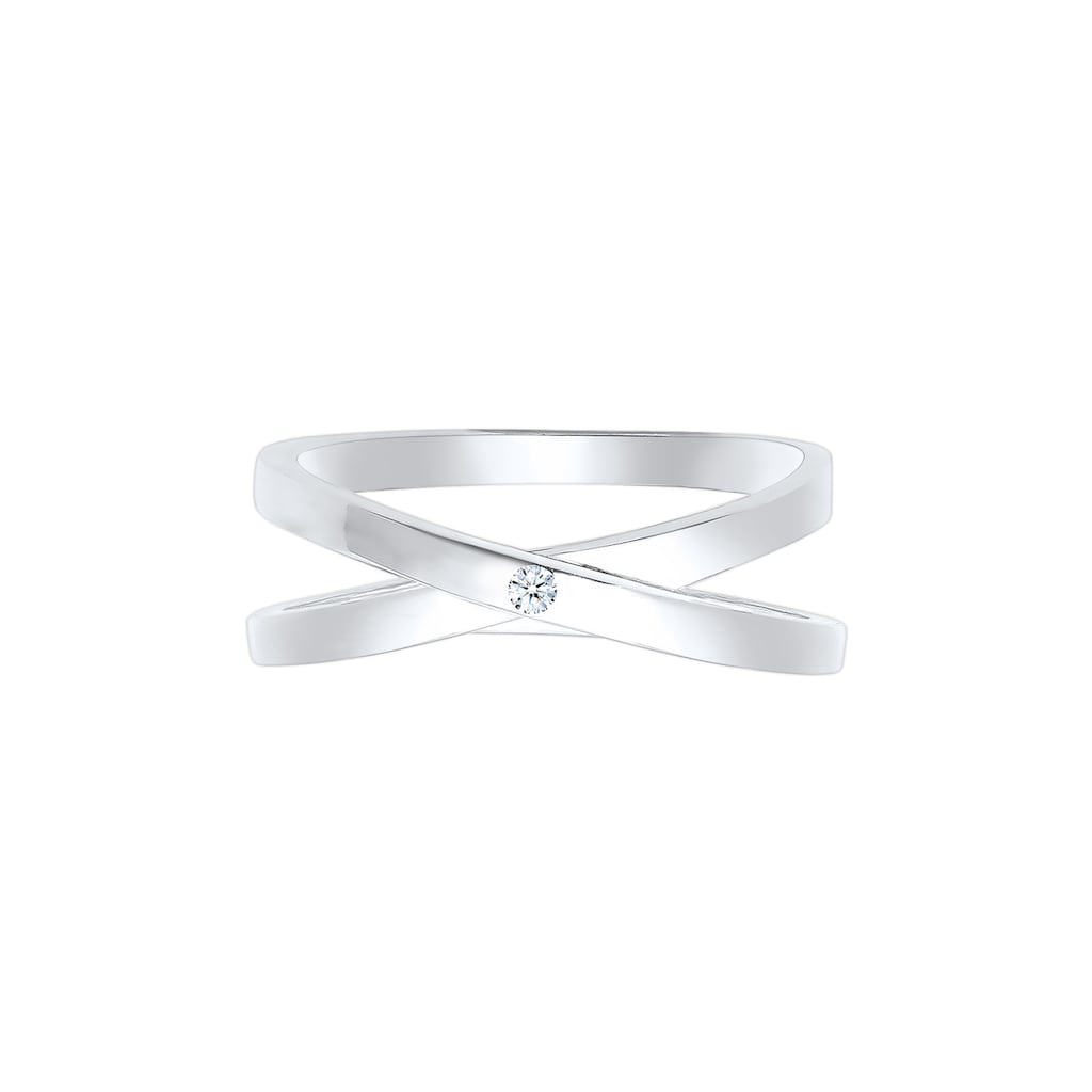 Elli DIAMONDS Diamantring »Wickelring Cross Diamant (0.015 ct.) 925 Silber«