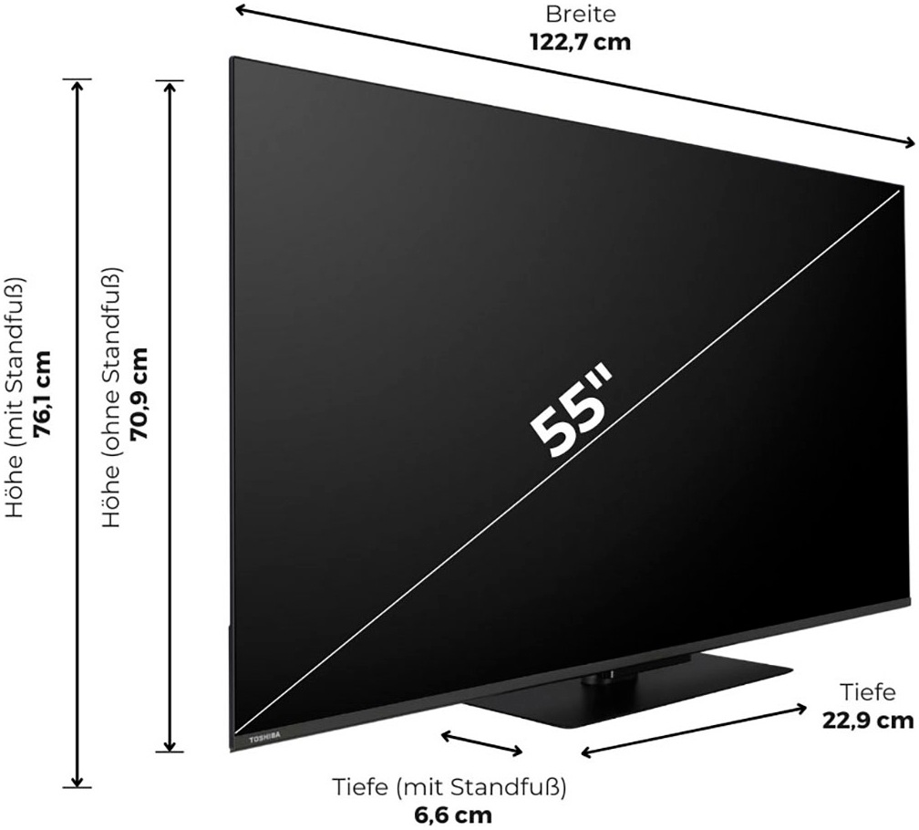 Toshiba DLED-Fernseher »55UV6F63DA«, 4K Ultra HD, Smart-TV