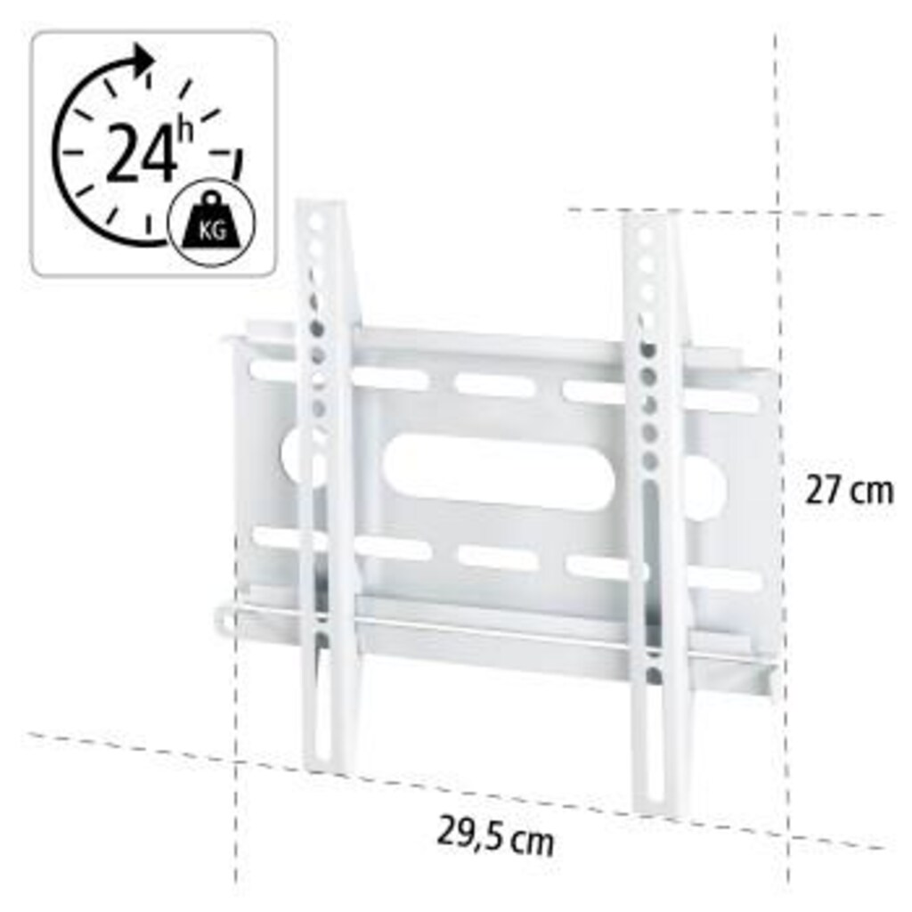 Hama TV-Wandhalterung »TV-Wandhalterung FIX 48-94 cm (19-37"), Weiß Wandhalter bis Vesa 200x200«