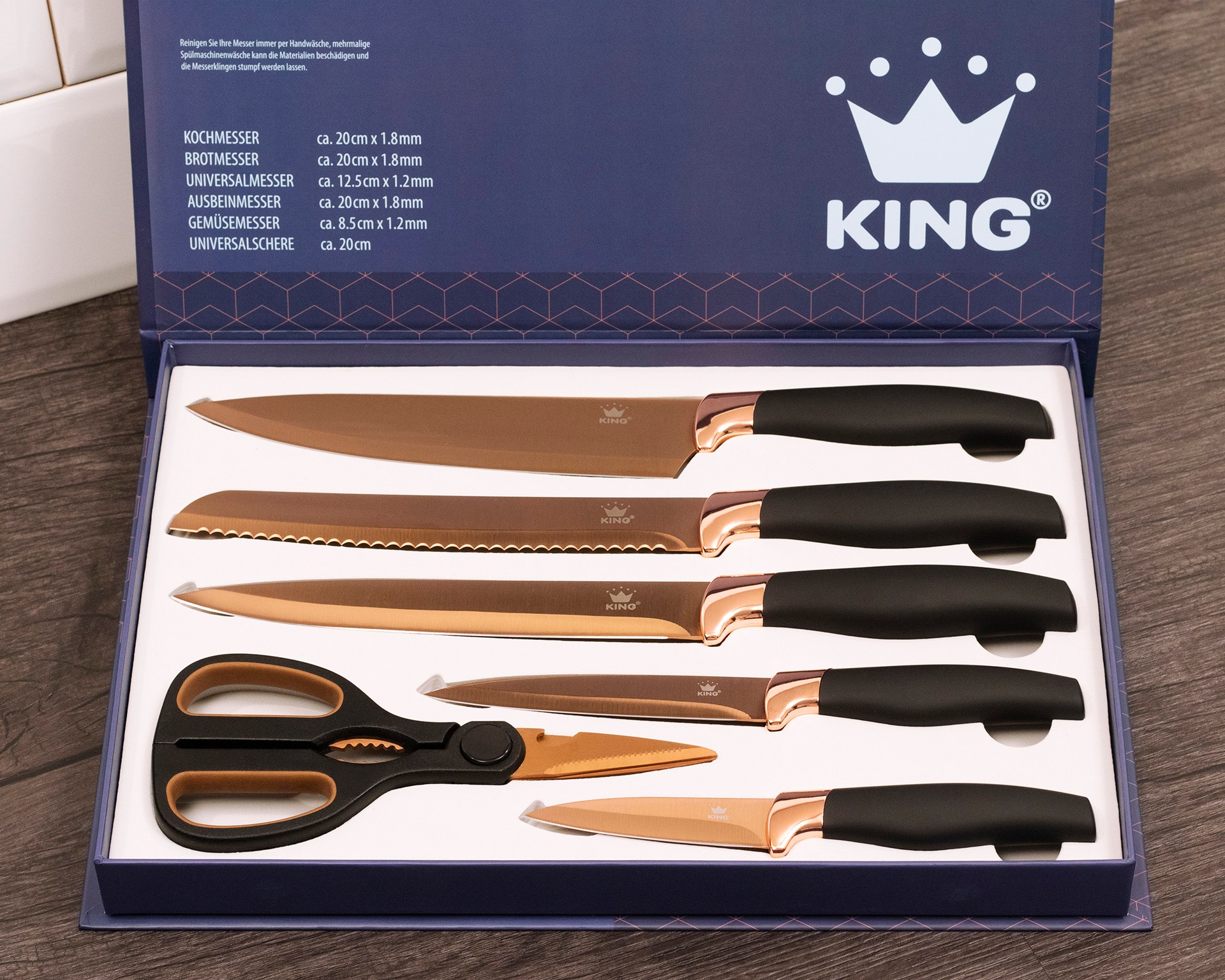 KING Rührschüssel »Silver Line« 12 aus Edelstahl 3 Rührschüsseln mit Saugnapf inkl. Deckel, 5 Messer, 1 Universalschere