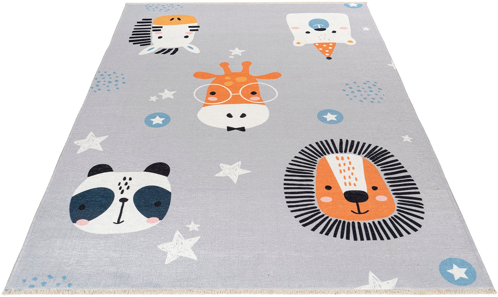 Obsession Kinderteppich »My Greta 603«, rechteckig, 6 mm Höhe, Kurzflor, Motiv Tiere, mit Fransen, Kinderzimmer