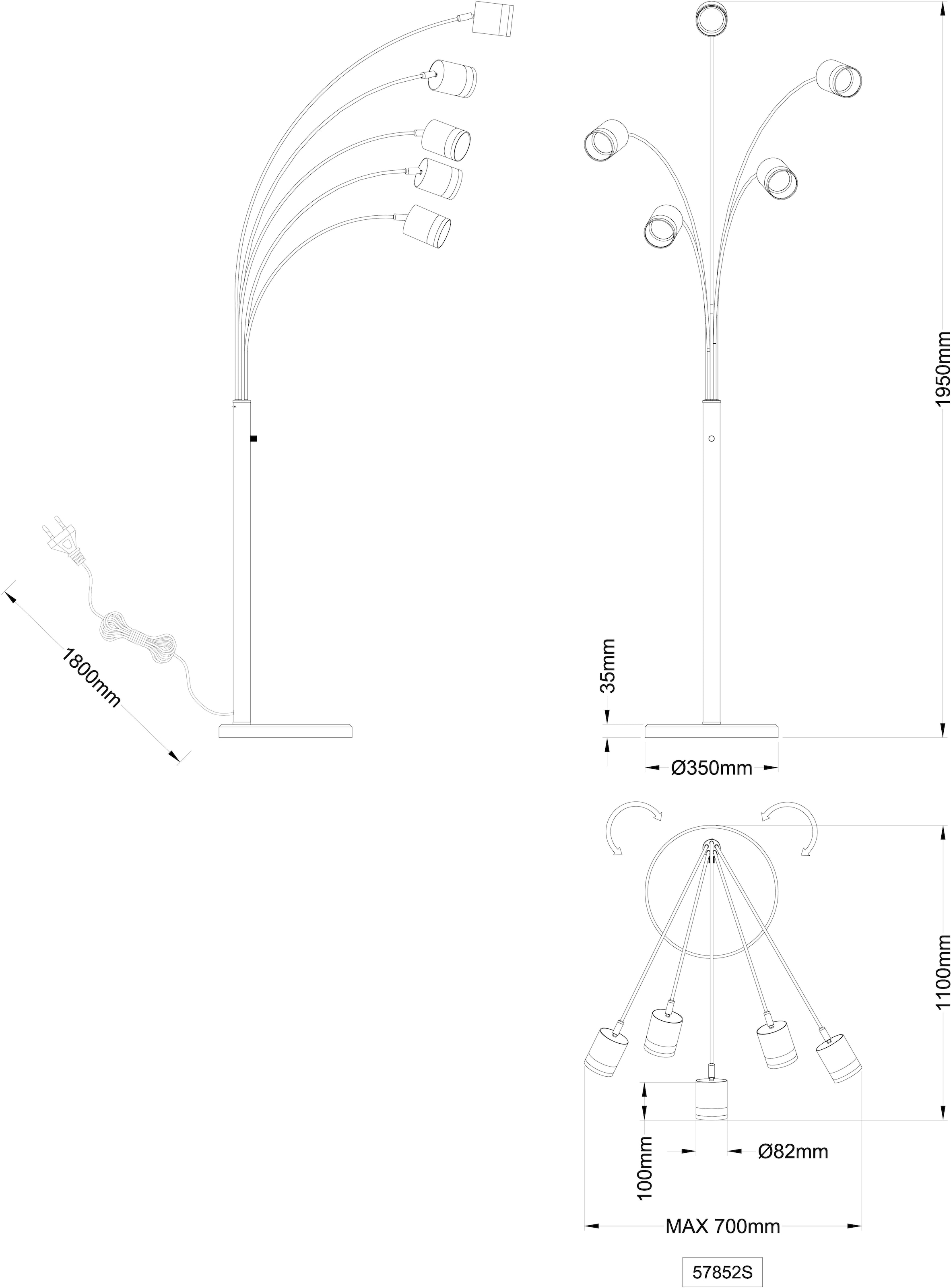 GLOBO LIGHTING Stehlampe »LUCERO«, Leuchtmittel GX53 | Leuchtmittel wechselbar, Stehleuchte/Wohnzimmer/Schlafzimmer/Flur