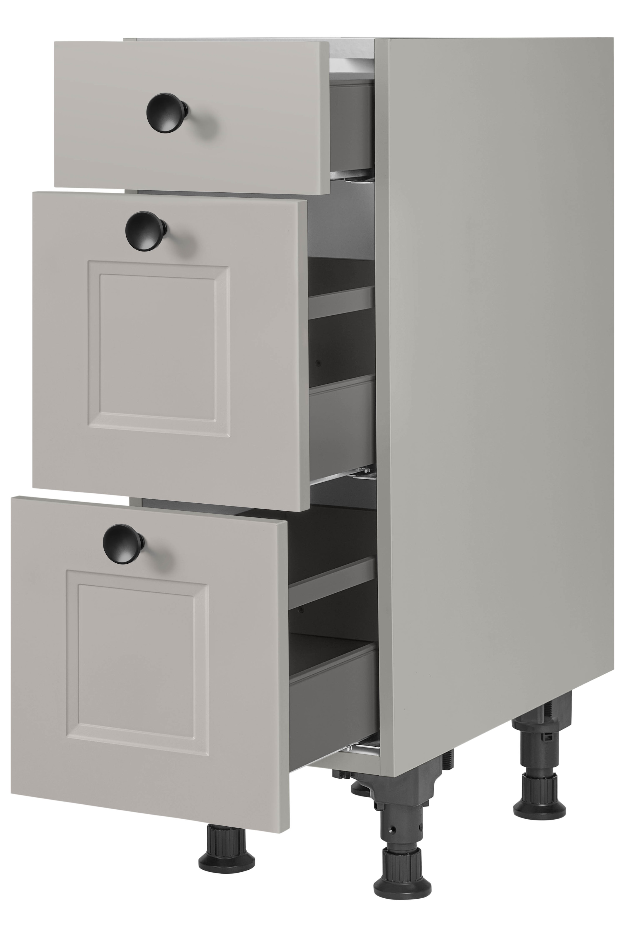 nobilia® Unterschrank »"Cascada", vormontiert, mit höhenverstellbaren Sockelfüßen, in den« Breiten 30, 45, 60 und 90 cm, mit Schubkasten und Auszügen