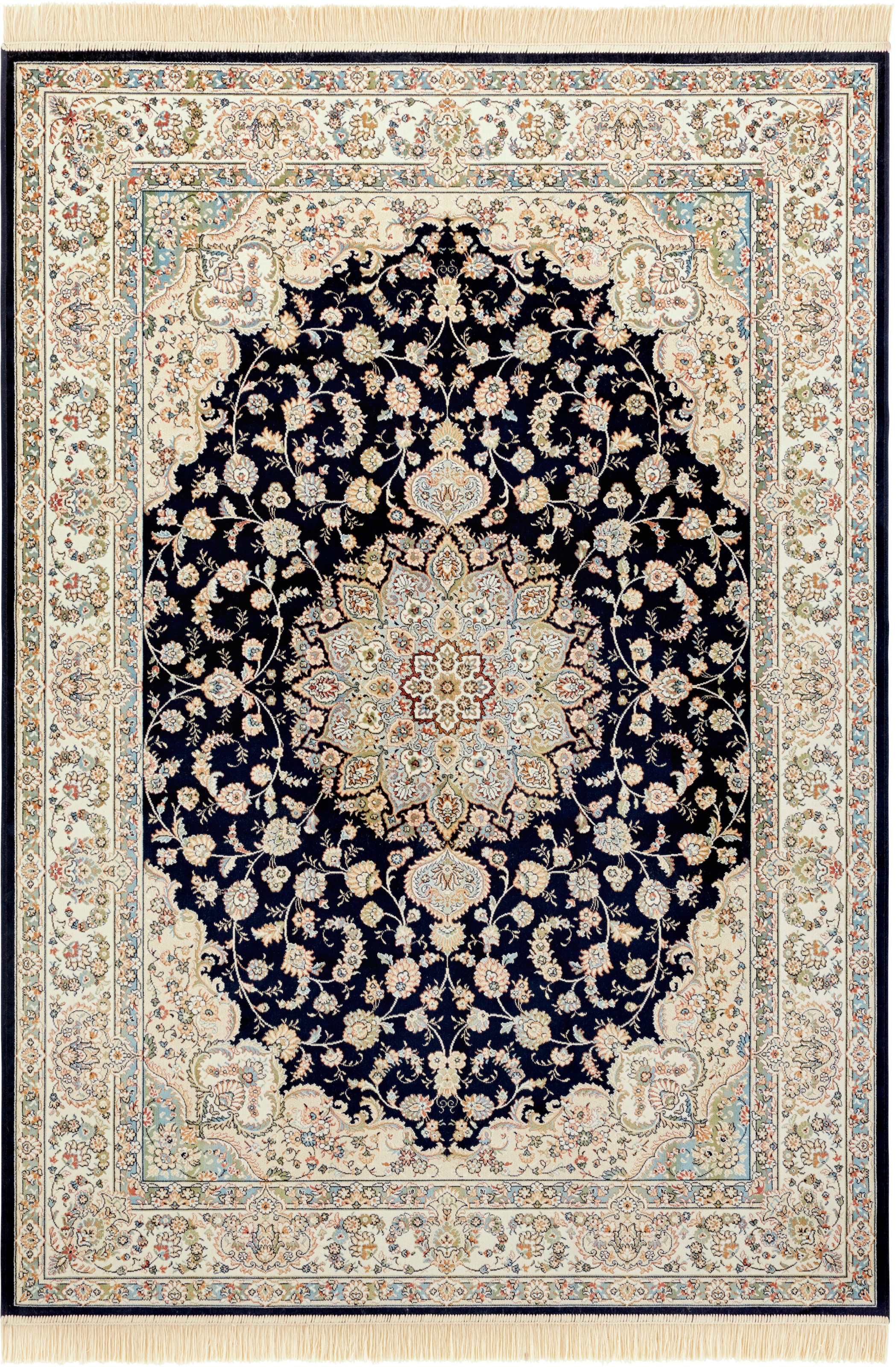 NOURISTAN Teppich »Antik Nain«, rechteckig, 5 mm Höhe, Orientalisch mit Fransen, Orient, Wohnzimmer, Schlafzimmer, Esszimmer