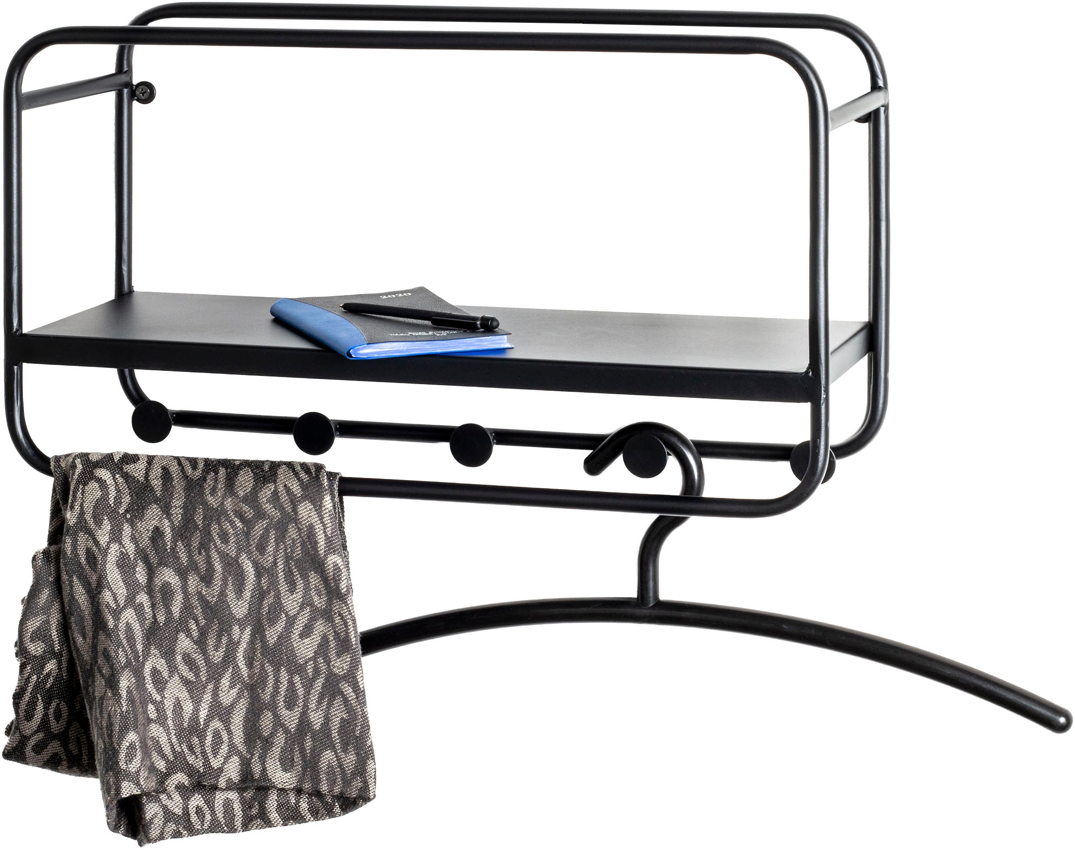 HAKU Garderobenleiste »Flurgarderobe, Garderobe, Garderobenhaken, Garderobenleiste,« rechteckig - aus Metall Schwarz - B/T/H 45/15/25 cm