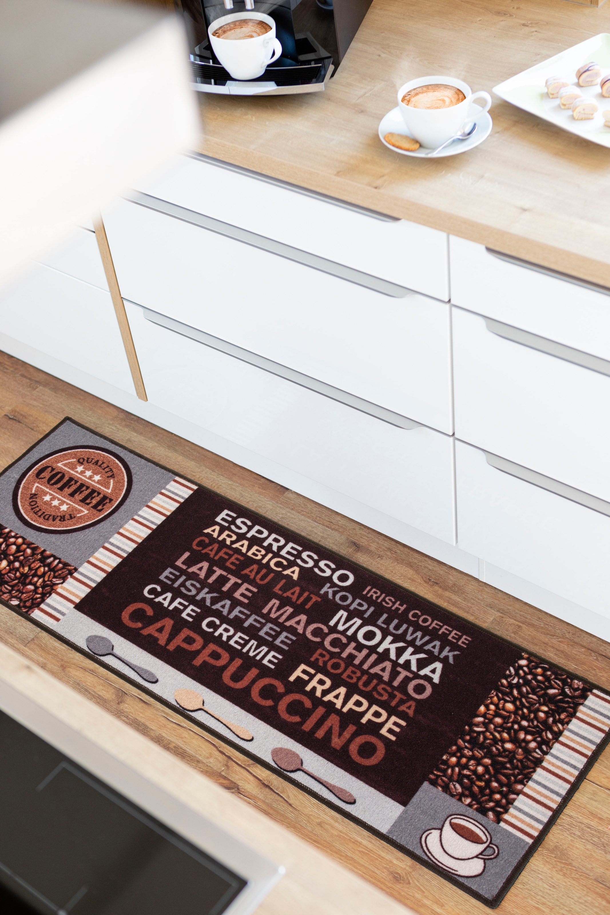 Andiamo Küchenläufer »Cafe Creme«, rechteckig, 4 mm Höhe, Motiv Kaffee, mit Schriftzug, Größe 50x150 cm, Küche