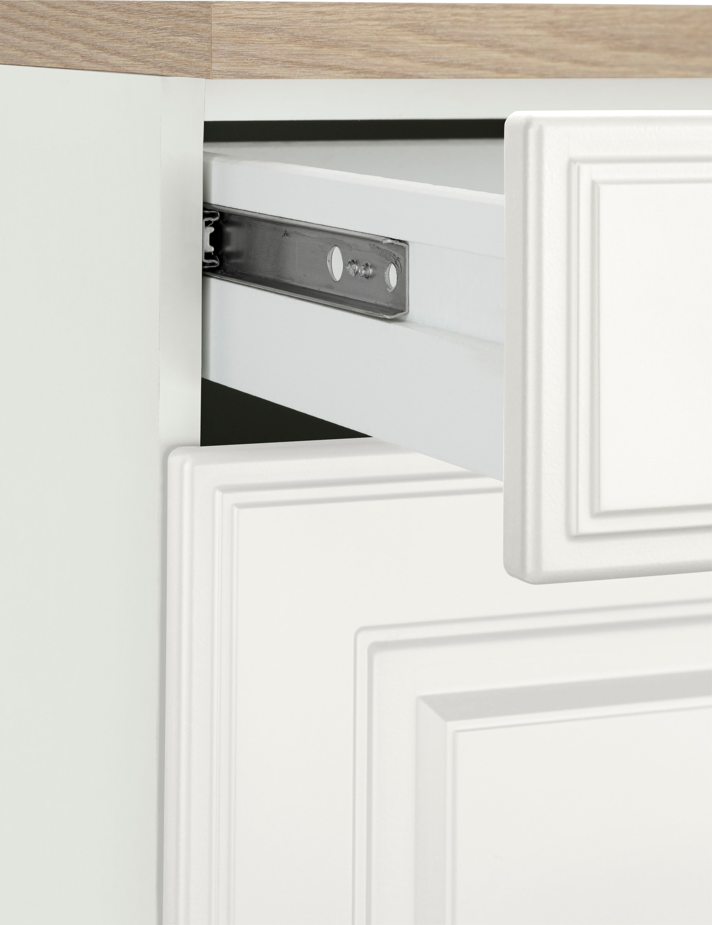 HELD MÖBEL Küchenzeile »Stockholm«, Breite 280 cm, mit hochwertigen MDF Fronten im Landhaus-Stil